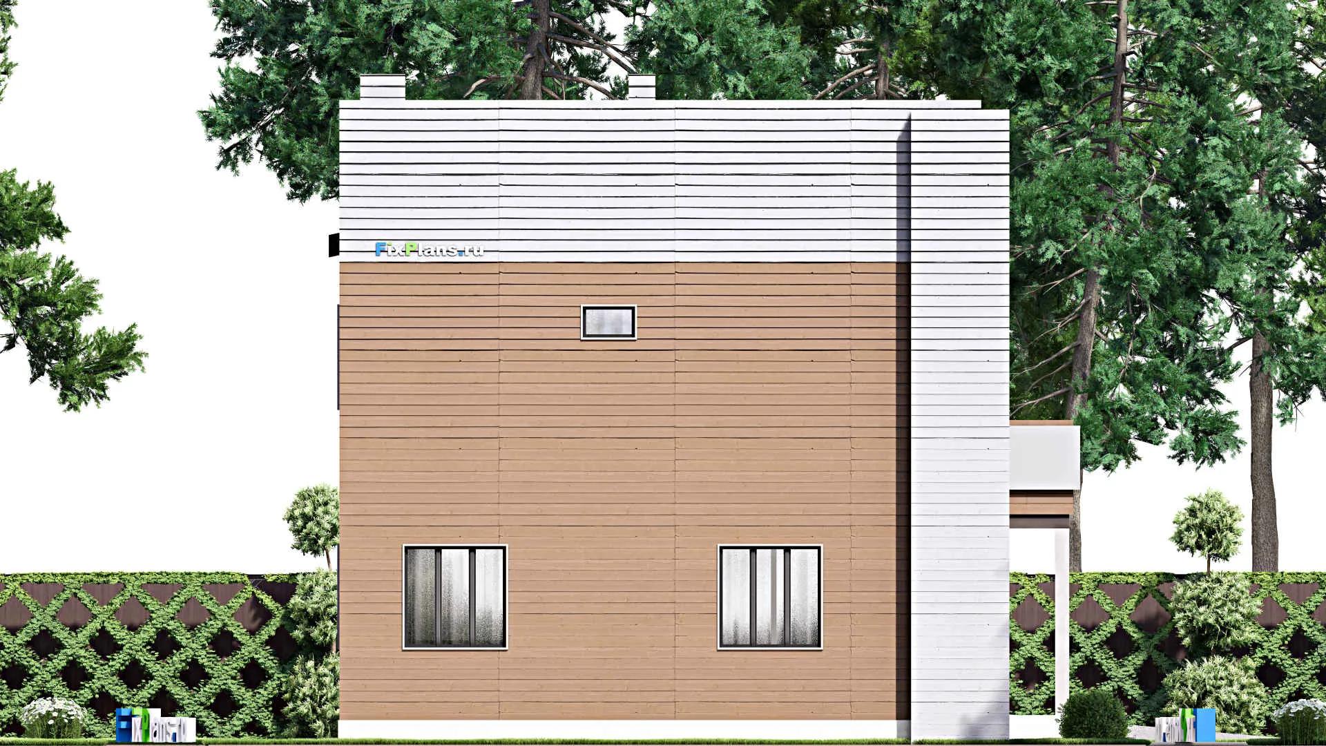 F-13463 - Проект двухэтажного дома 11 на 15, площадью 190 м² с балконом, гаражом на 2 машины и 3 спальнями