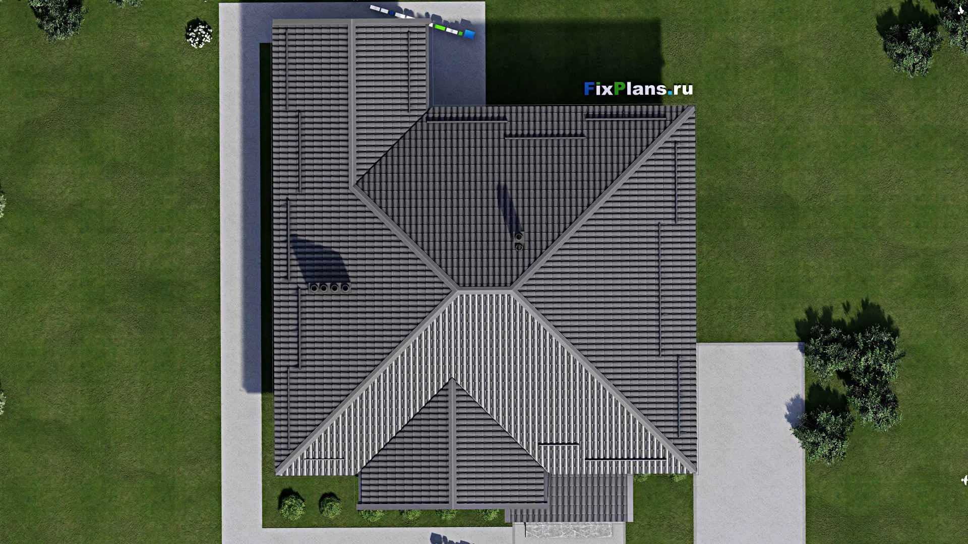 F-3626 - Проект одноэтажного дома 14 на 14, площадью 170 м² с террасой и 3 спальнями