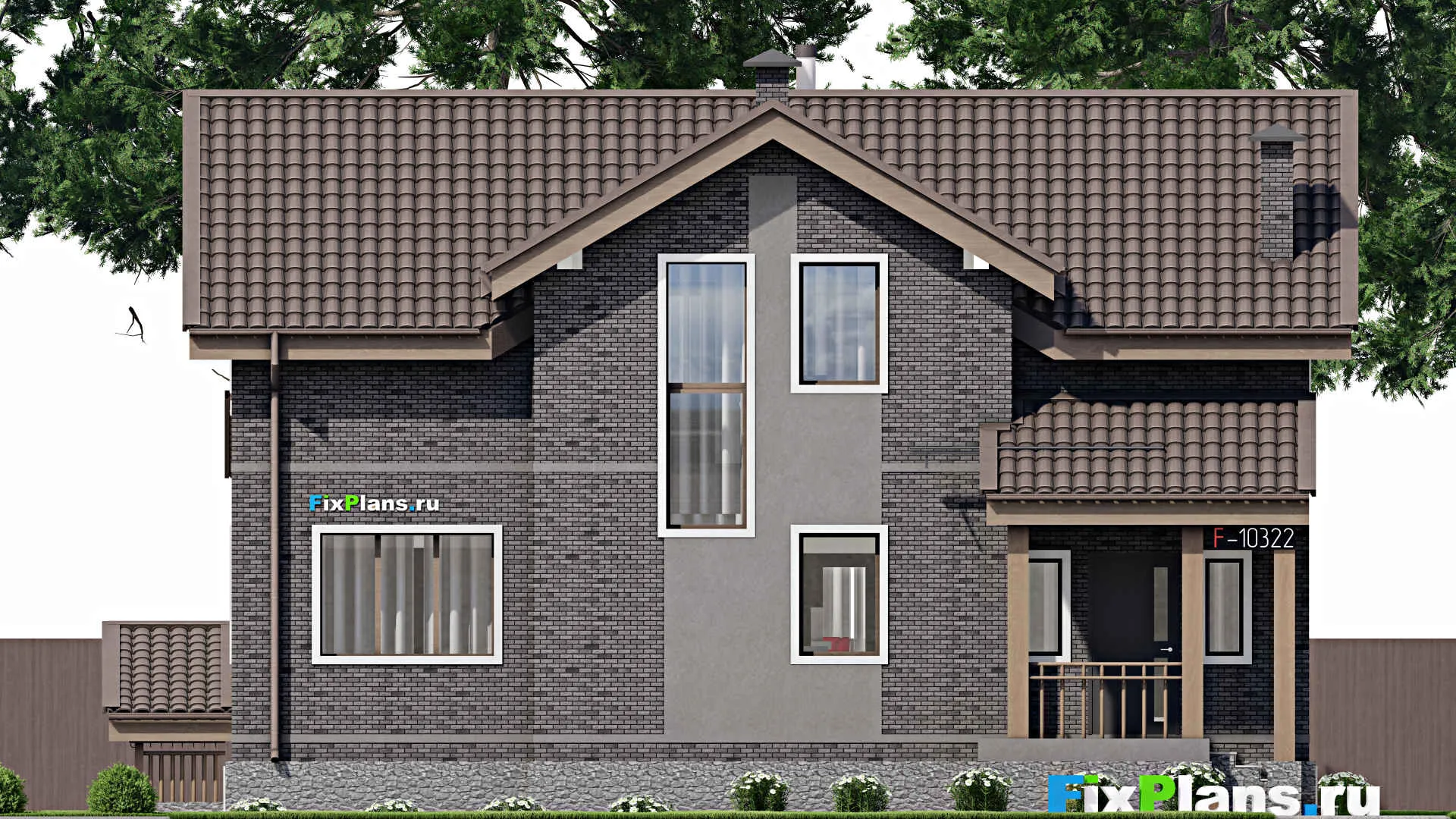 F-10322 - Проект дома с мансардой 13 на 14, площадью 270 м² с цокольным этажом и 4 спальнями