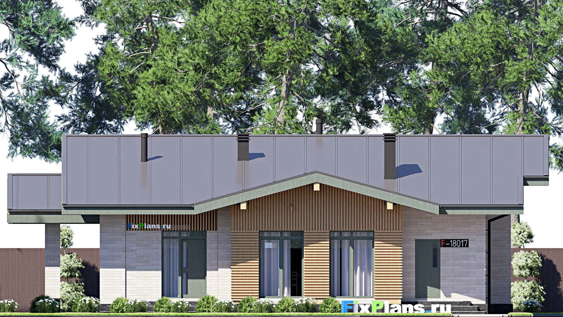 F-18017 - Проект одноэтажного дома 17 на 17, площадью 170 м² с 3 спальнями