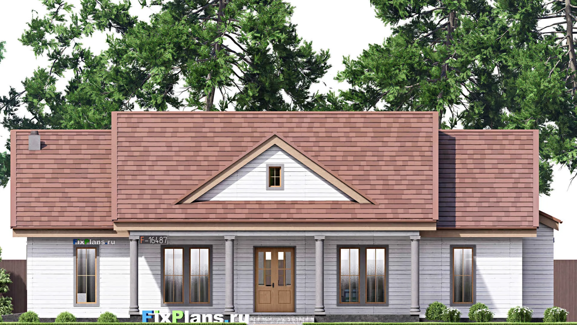 F-16487 - Проект одноэтажного дома 20 на 20, площадью 270 м² с 3 спальнями