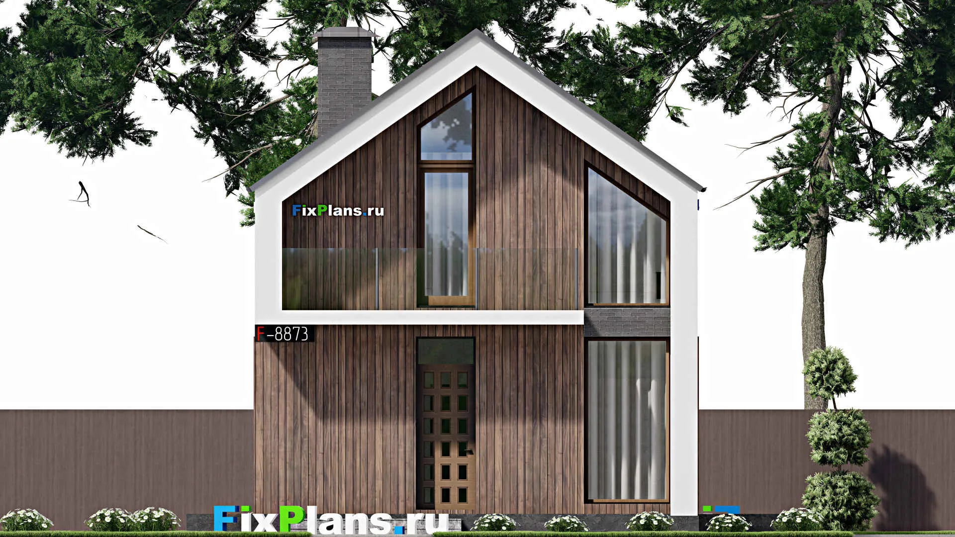 F-8873 - Планы дома с мансардой 10 на 14, площадью 180 м² с террасой, балконом и 3 спальнями