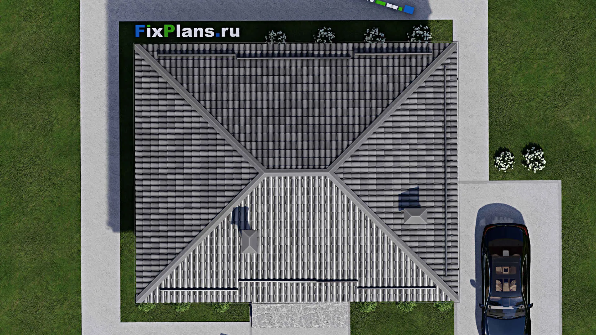 F-10961 - Проект одноэтажного дома 10 на 11, площадью 80 м² с 3 спальнями