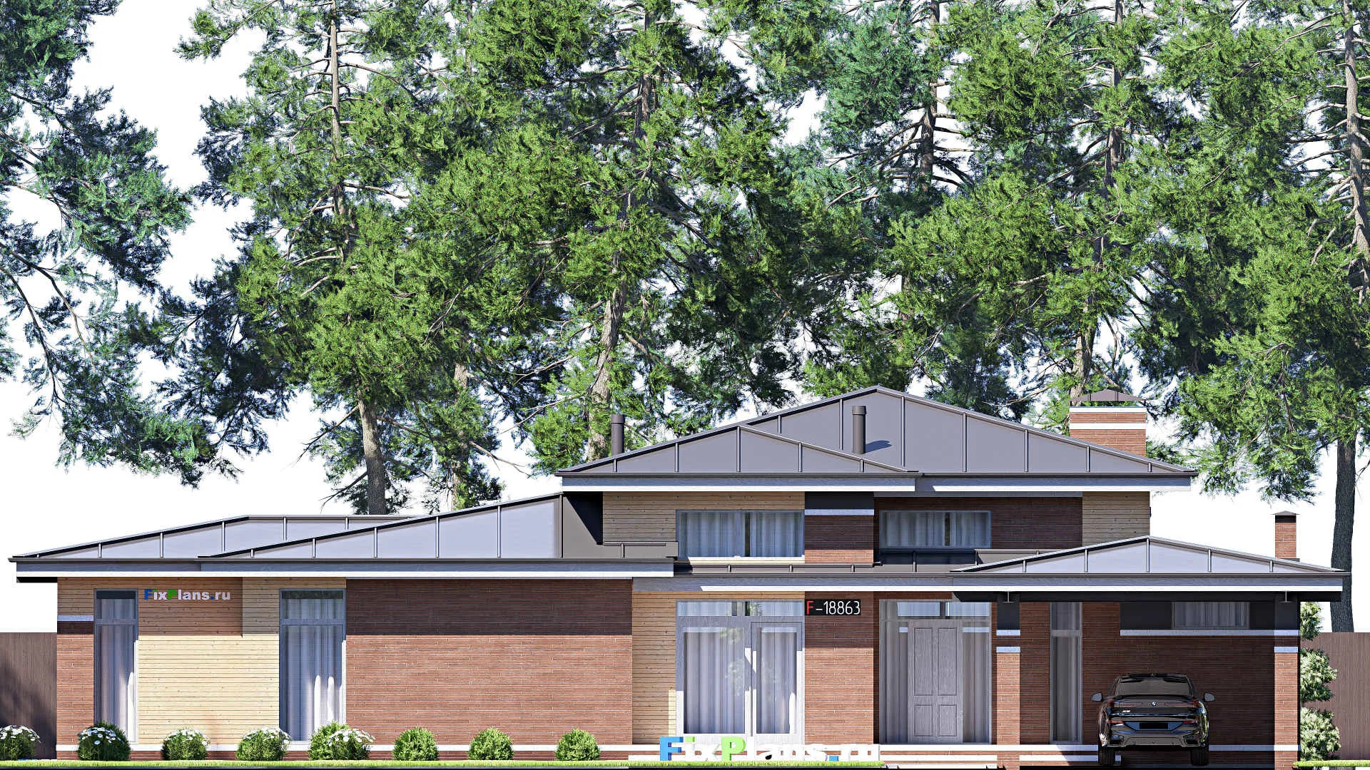 F-18863 - План одноэтажного дома 22 на 23, площадью 270 м² с террасой и 3 спальнями