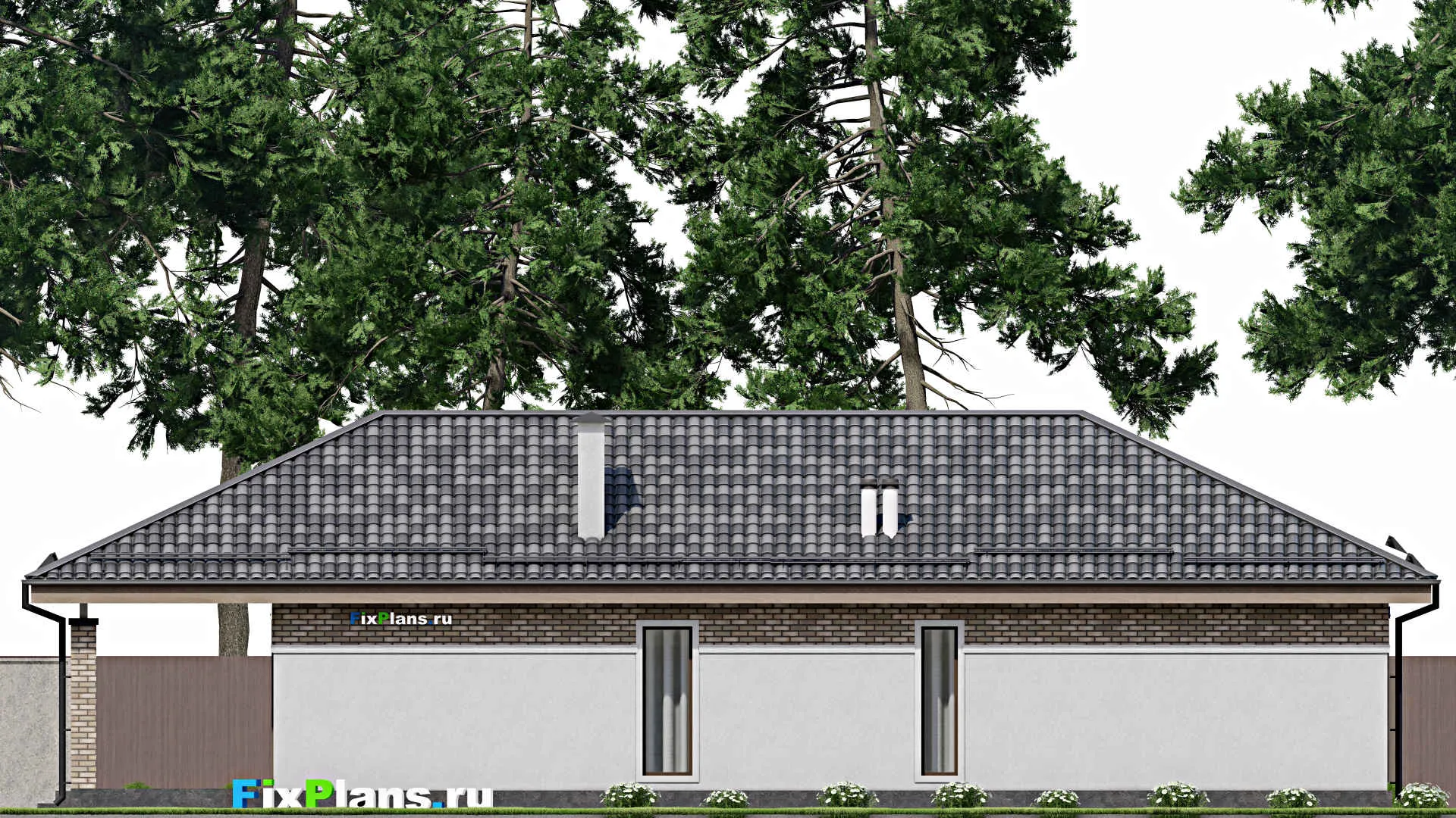 F-9611 - Проект одноэтажного дома 11 на 20, площадью 160 м² с террасой и 3 спальнями