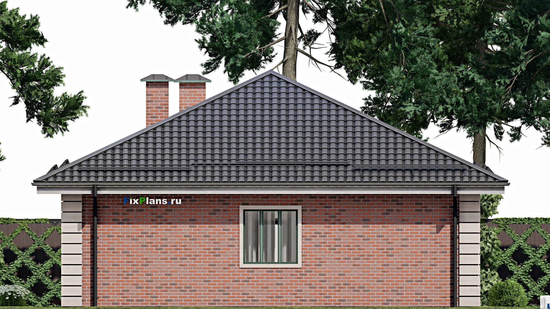 F-5192 - Проект одноэтажного дома 11 на 18, площадью 150 м² с гаражом на 1 машину и 3 спальнями