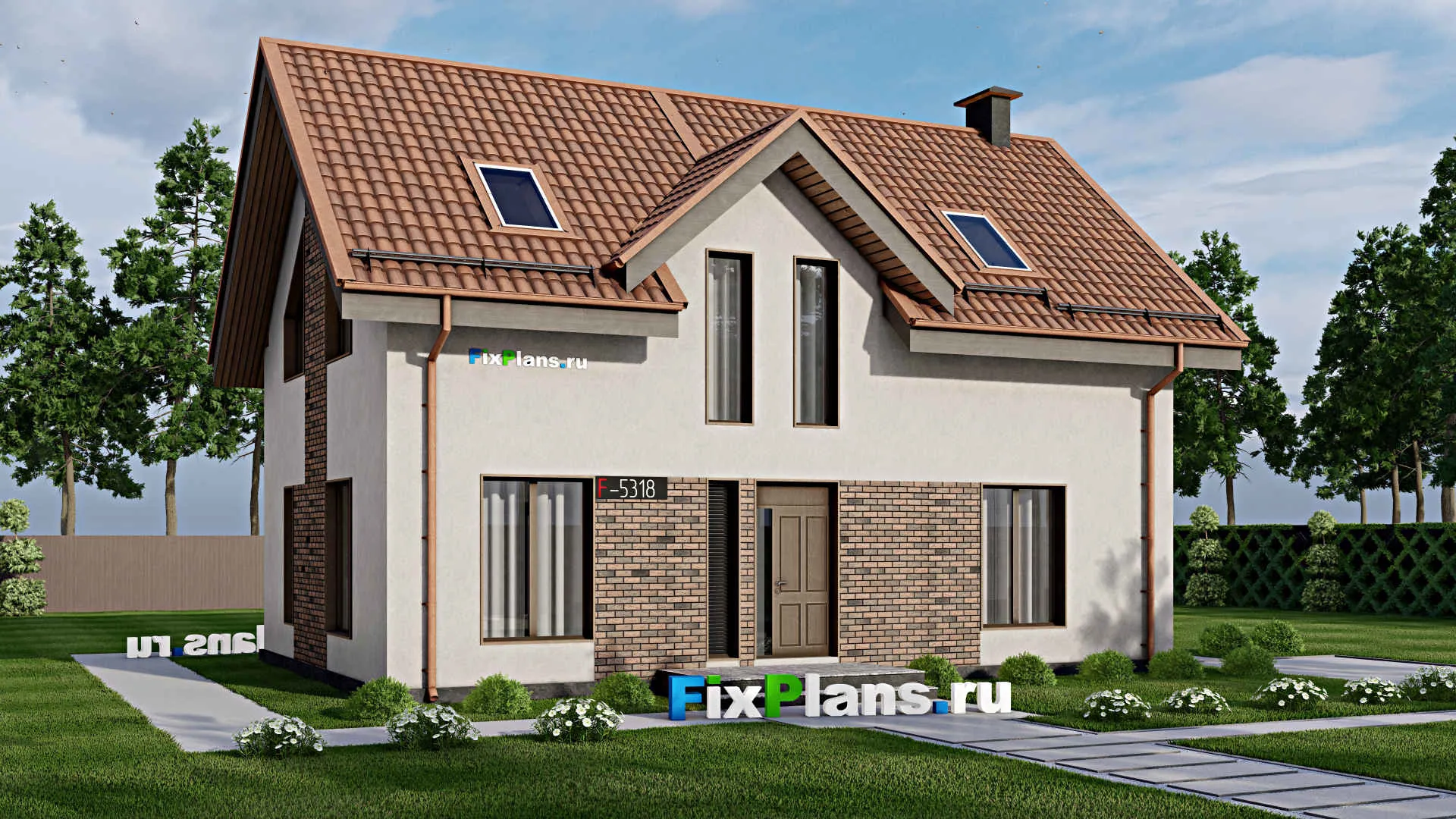 F-5318 - Проект дома с мансардой 10 на 13, площадью 150 м² с 4 спальнями