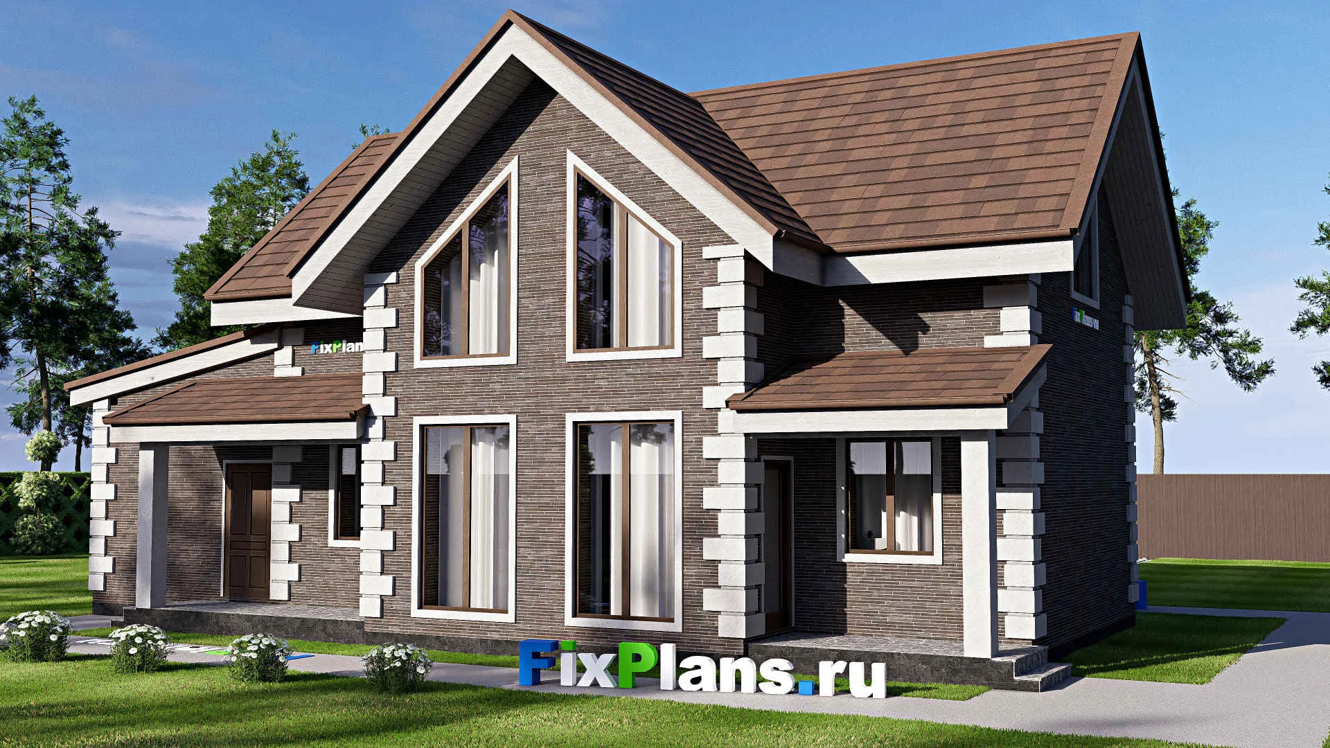 F-18845 - Проект одноэтажного дома 10 на 16, площадью 140 м² с террасой, гаражом на 1 машину и 2 спальнями