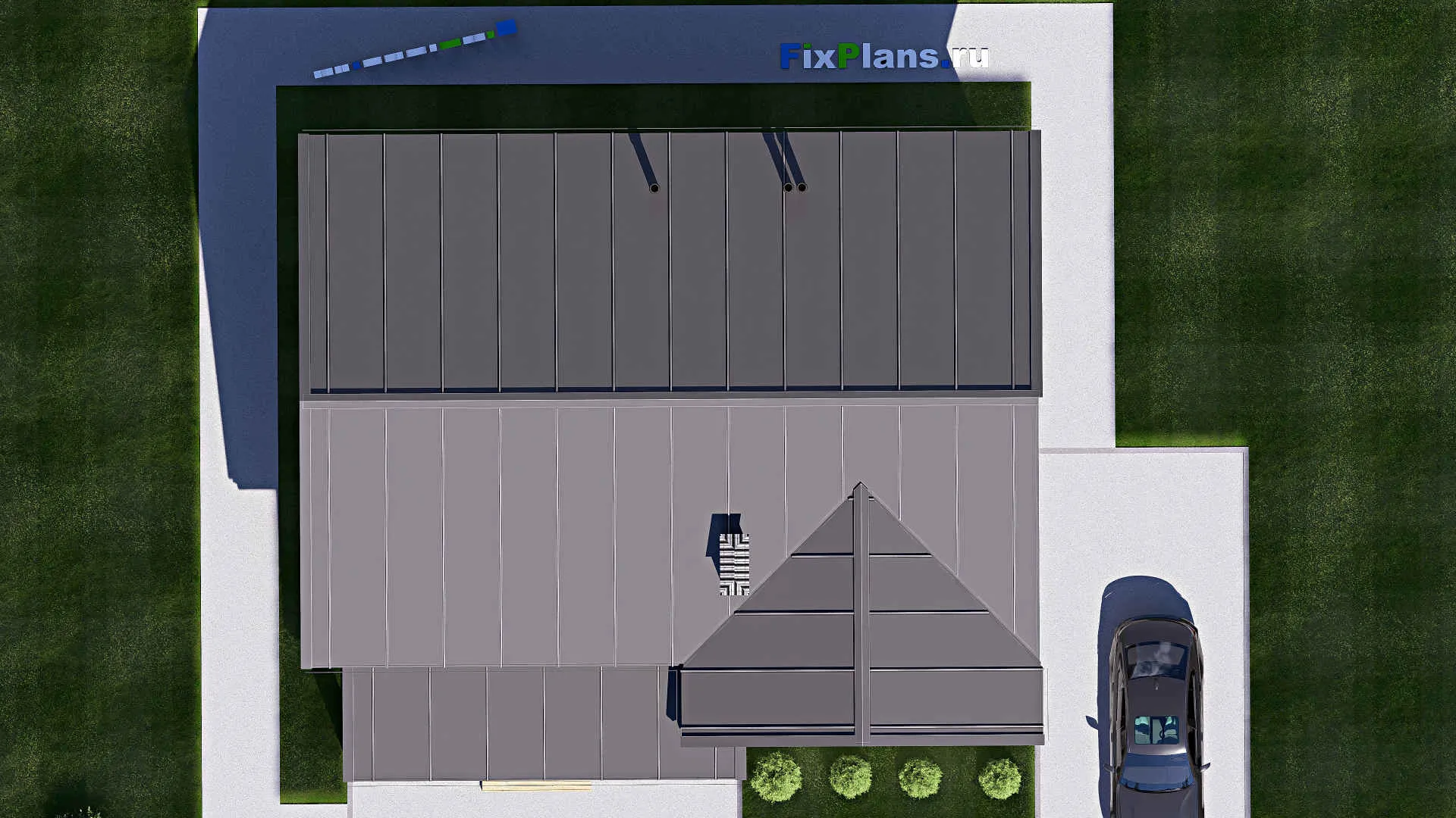F-19826 - Проект одноэтажного дома 12 на 13, площадью 120 м² с террасой и 3 спальнями