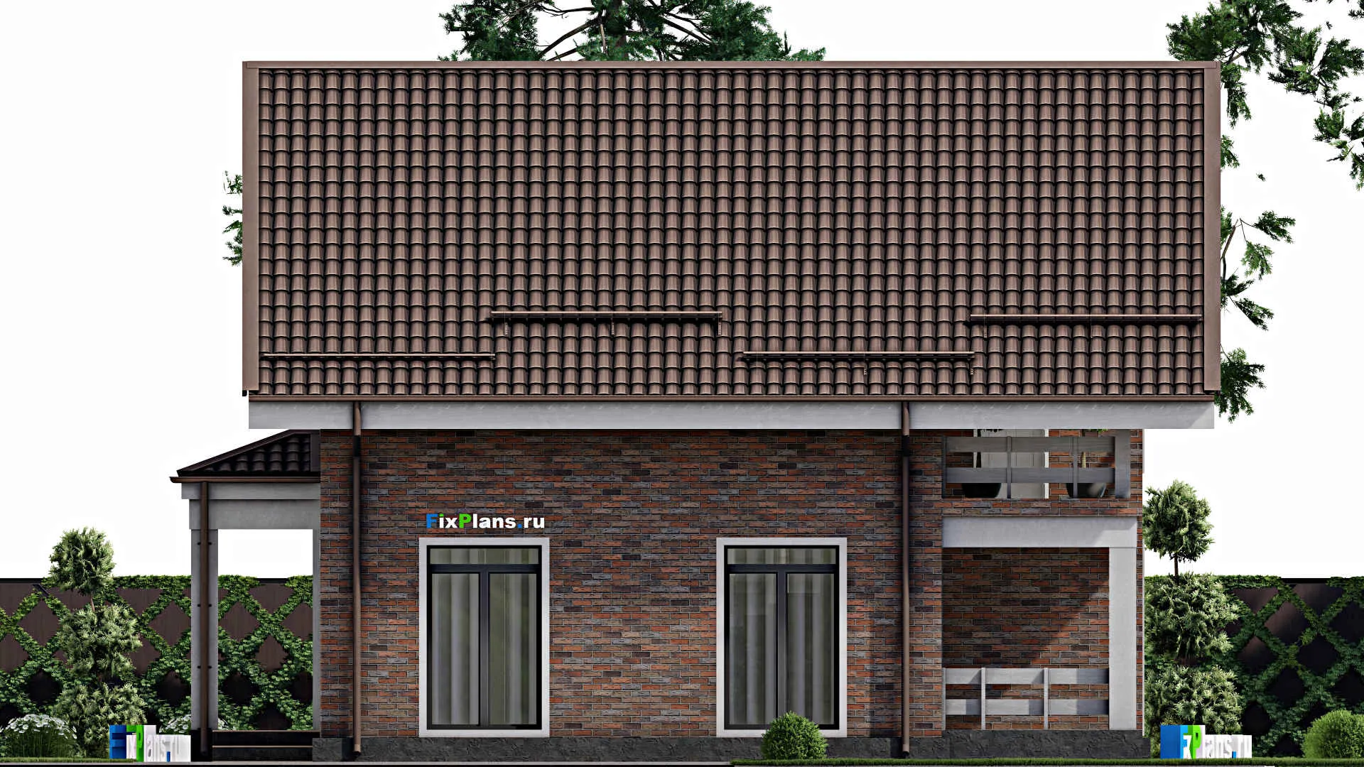 F-2285 - Проект дома с мансардой 11 на 11, площадью 160 м² с террасой, балконом и 3 спальнями