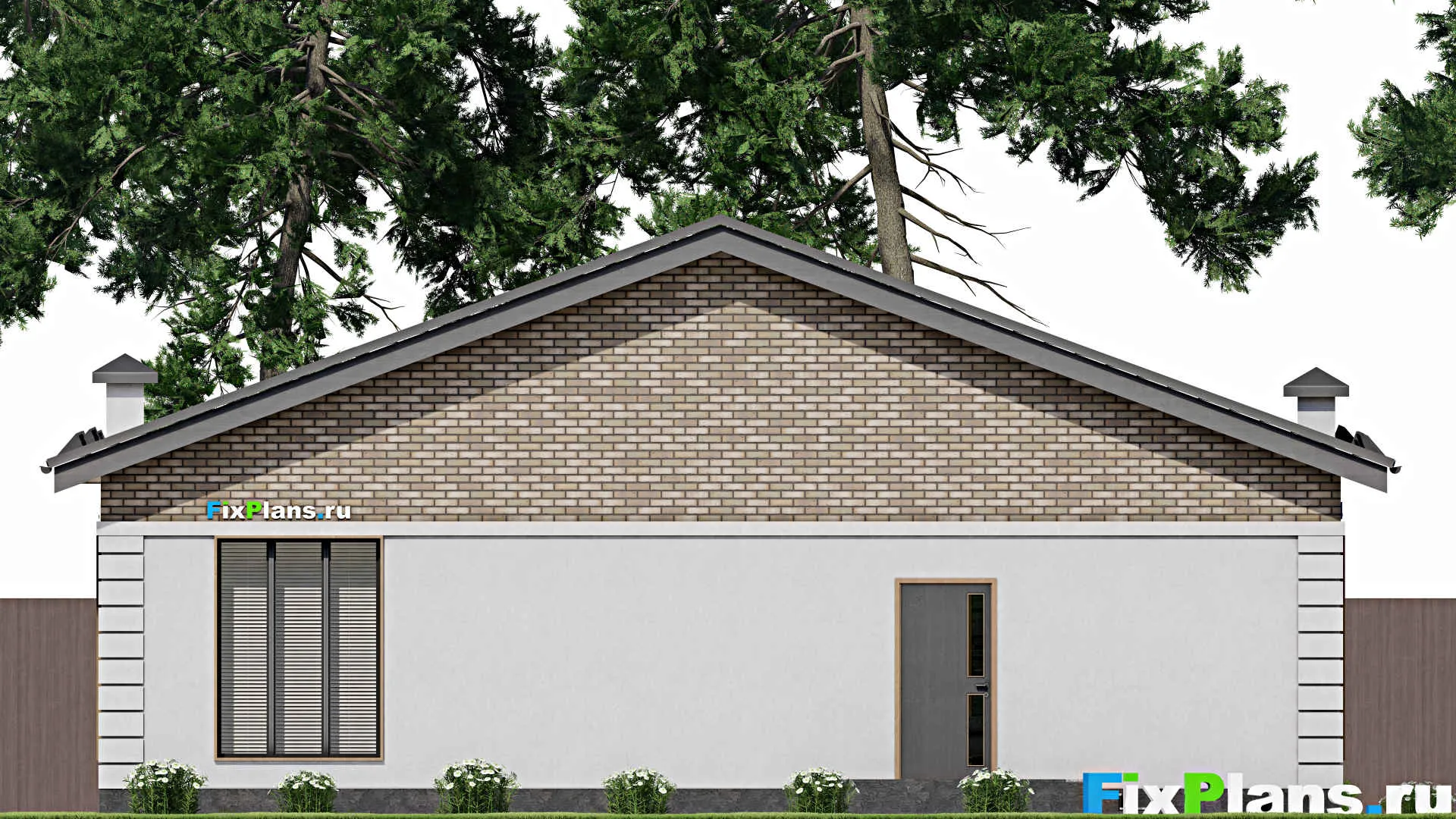 F-8036 - Проект одноэтажного дома 14 на 19, площадью 180 м² с баней, гаражом на 1 машину и 3 спальнями