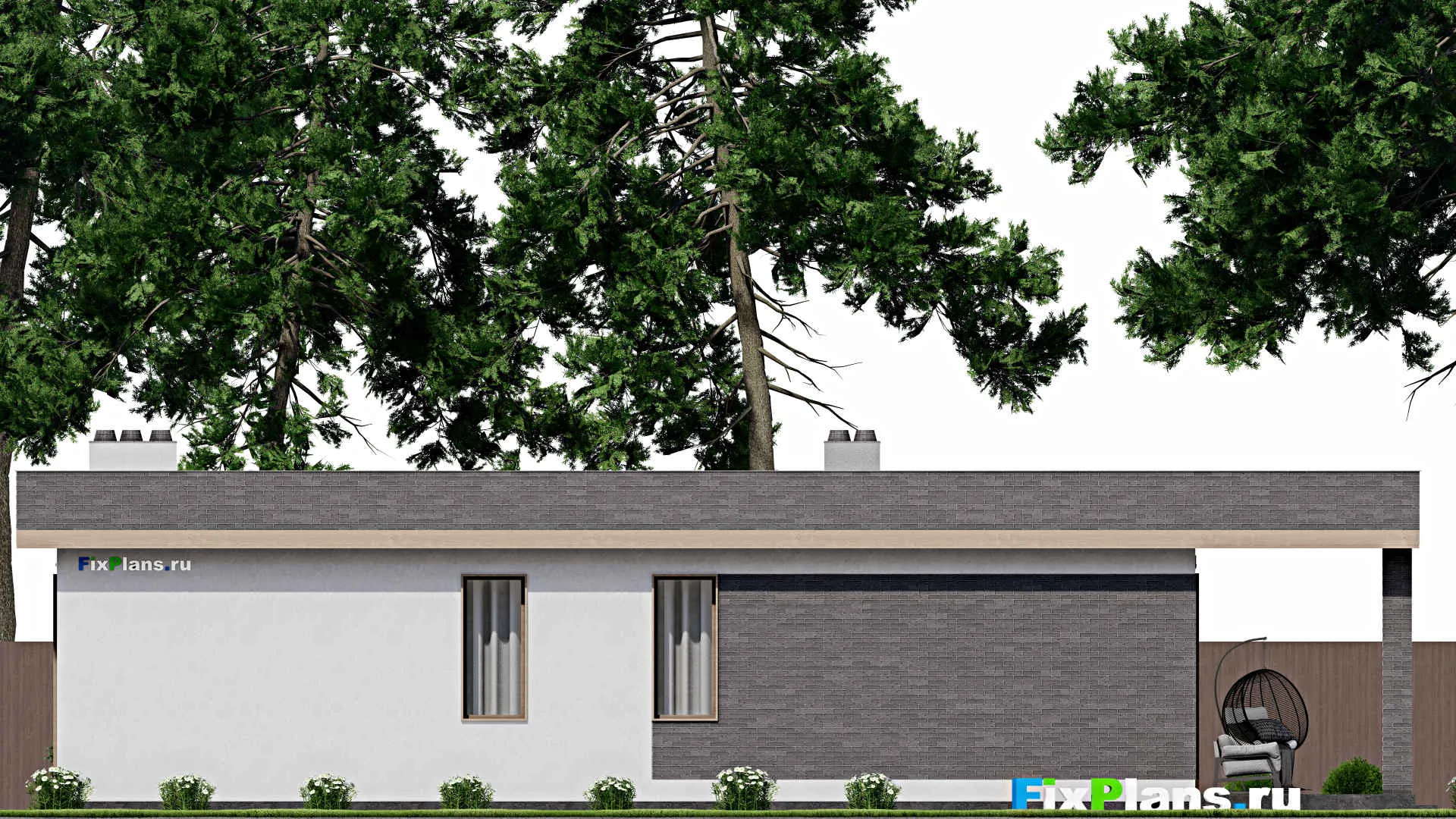 F-2915 - План одноэтажного дома 11 на 16, площадью 160 м² с террасой и 3 спальнями