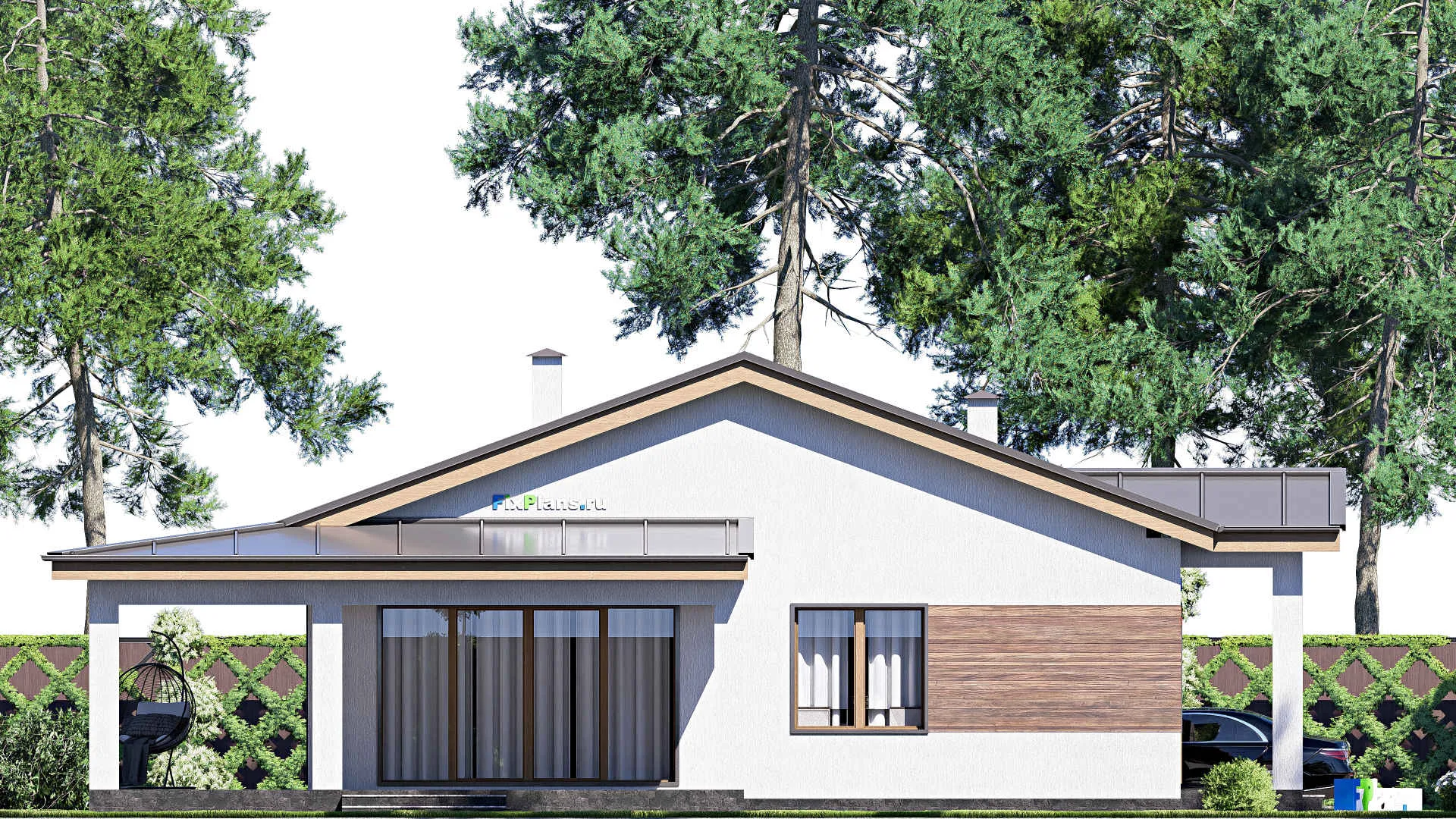 F-18161 - План одноэтажного дома 17 на 20, площадью 220 м² с террасой и 3 спальнями