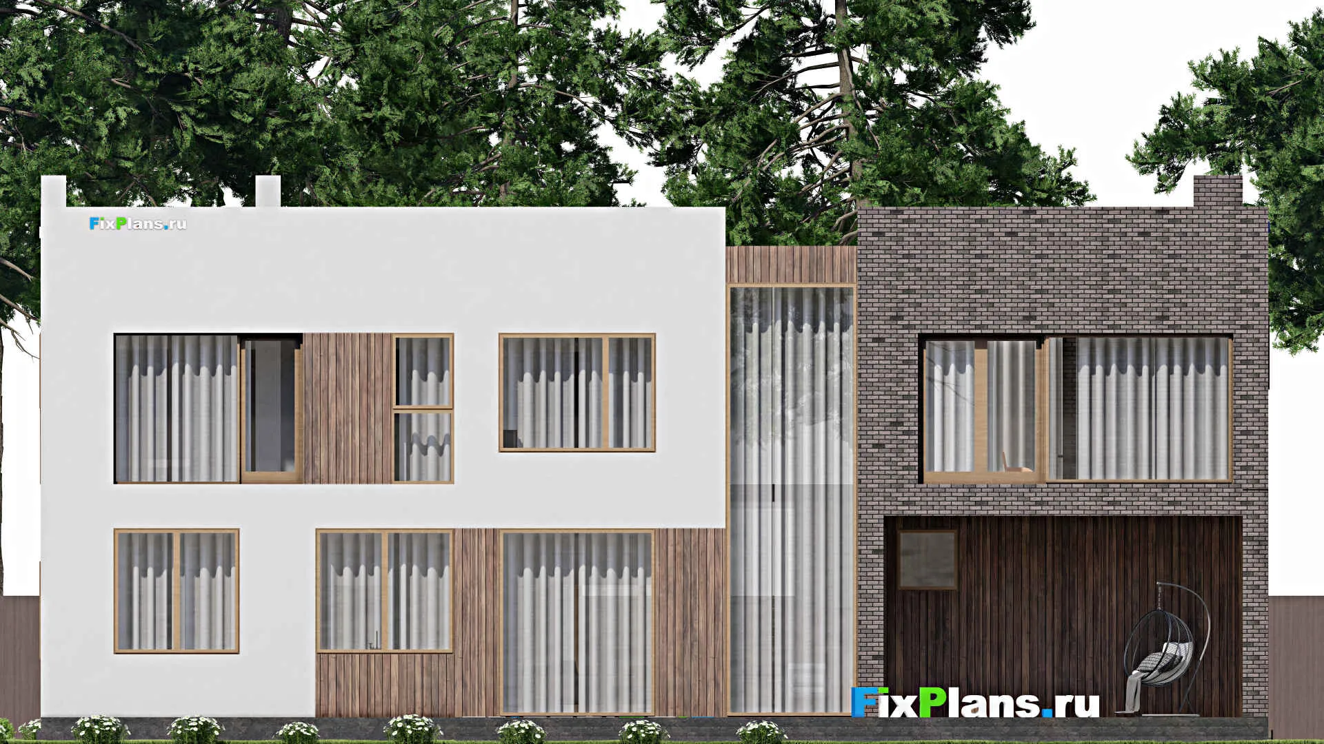 F-4931 - Планы двухэтажного дома 16 на 20, площадью 360 м² с террасой и 4 спальнями