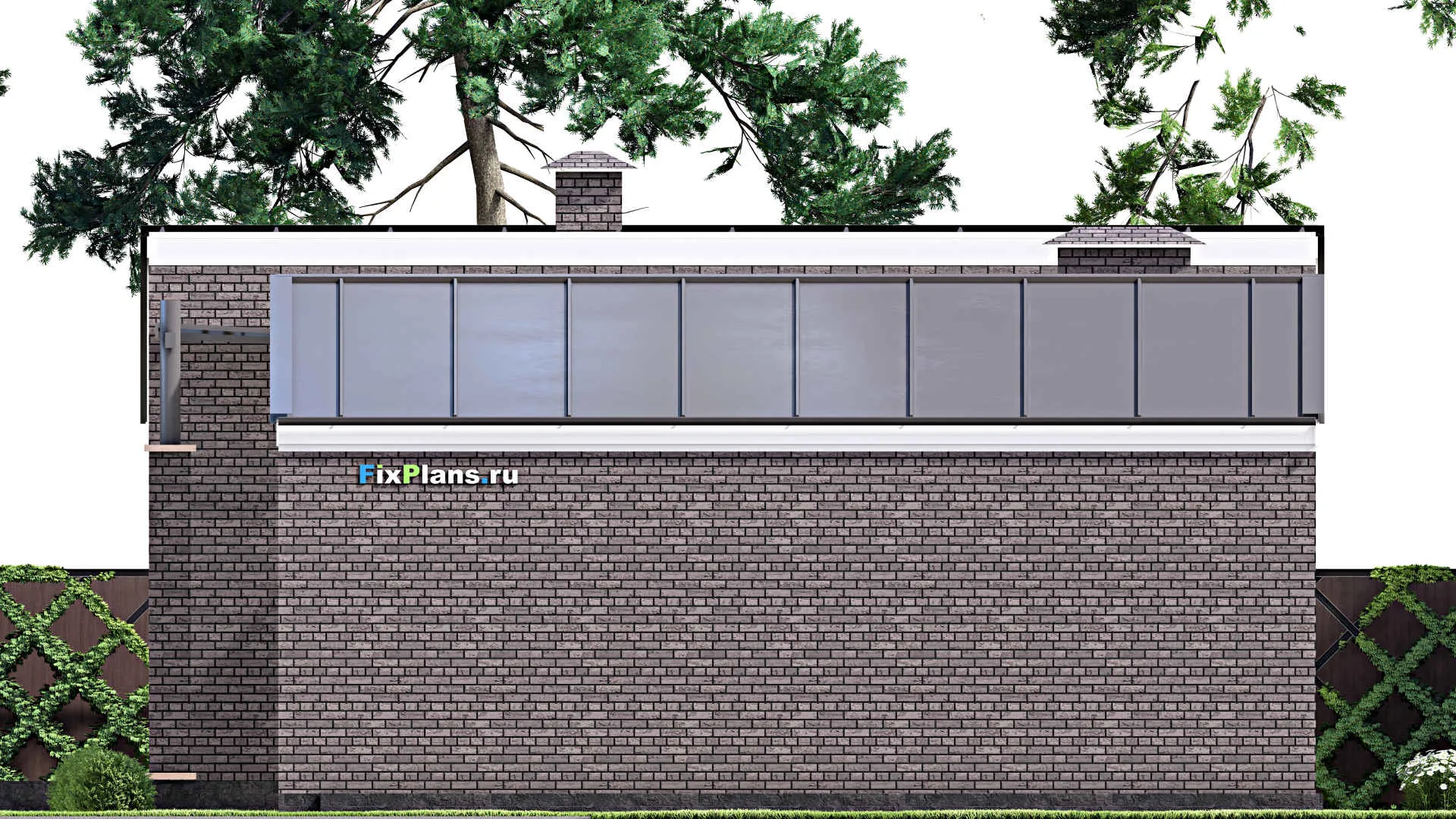 F-13544 - Проект одноэтажного дома 14 на 19, площадью 190 м² с террасой и 2 спальнями