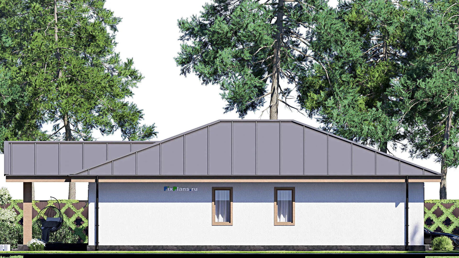 F-18359 - План одноэтажного дома 13 на 19, площадью 180 м² с террасой и 3 спальнями