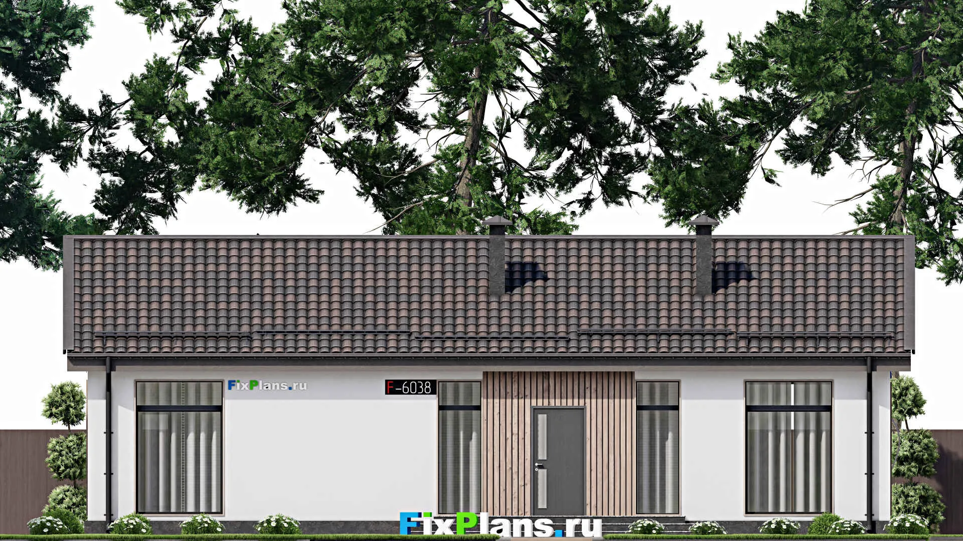 F-6038 - План одноэтажного дома 9 на 16, площадью 140 м² с террасой и 3 спальнями