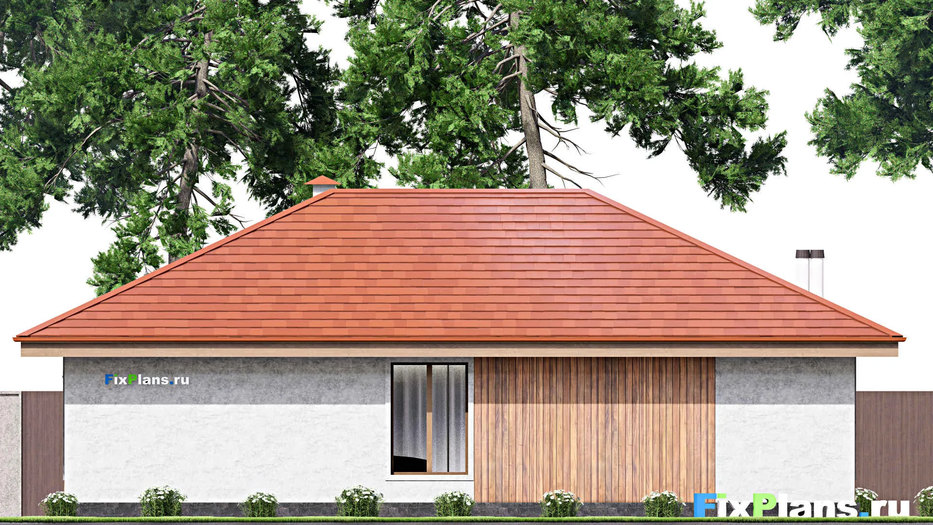 F-13814 - Проект одноэтажного дома 13 на 15, площадью 130 м² с 3 спальнями