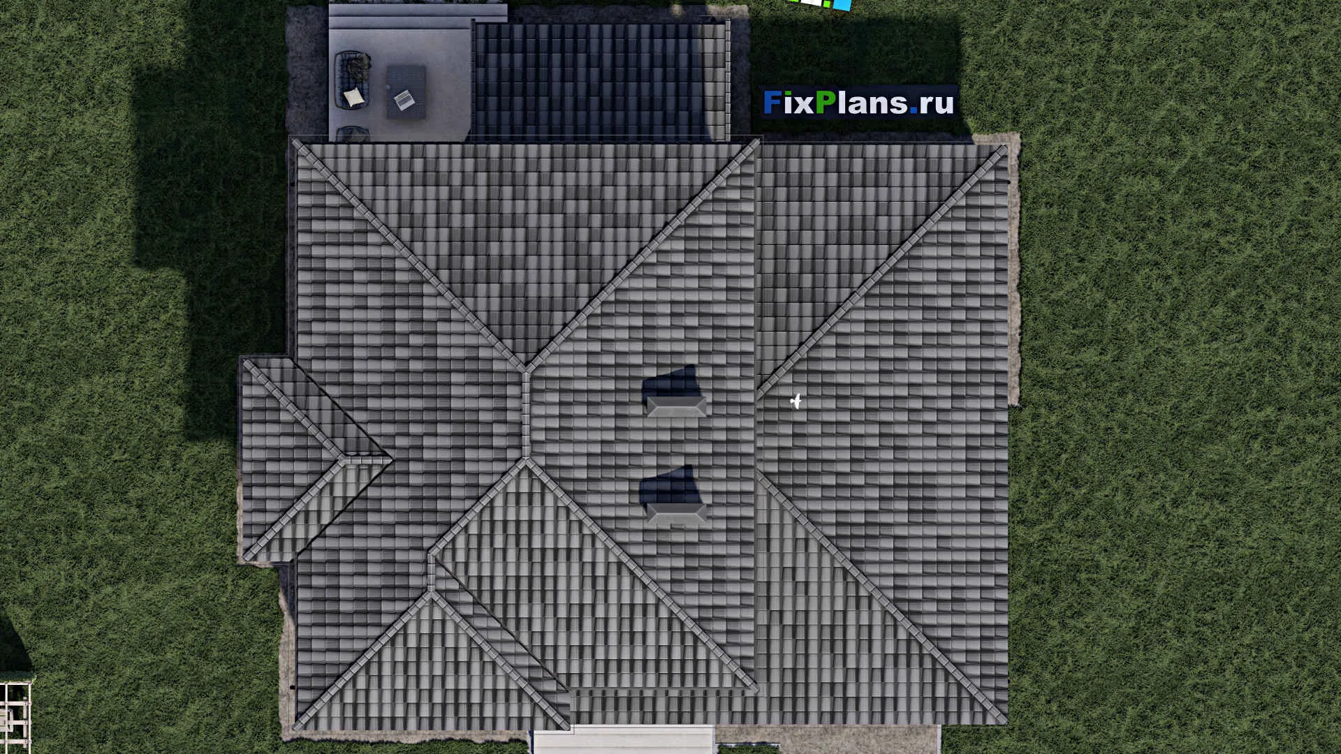 F-0584 - Планы двухэтажного дома 13 на 17, площадью 230 м² с террасой и 5 спальнями