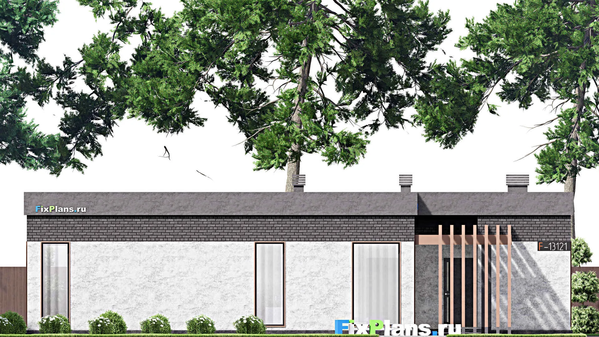 F-13121 - Проект одноэтажного дома 17 на 17, площадью 140 м² с 3 спальнями