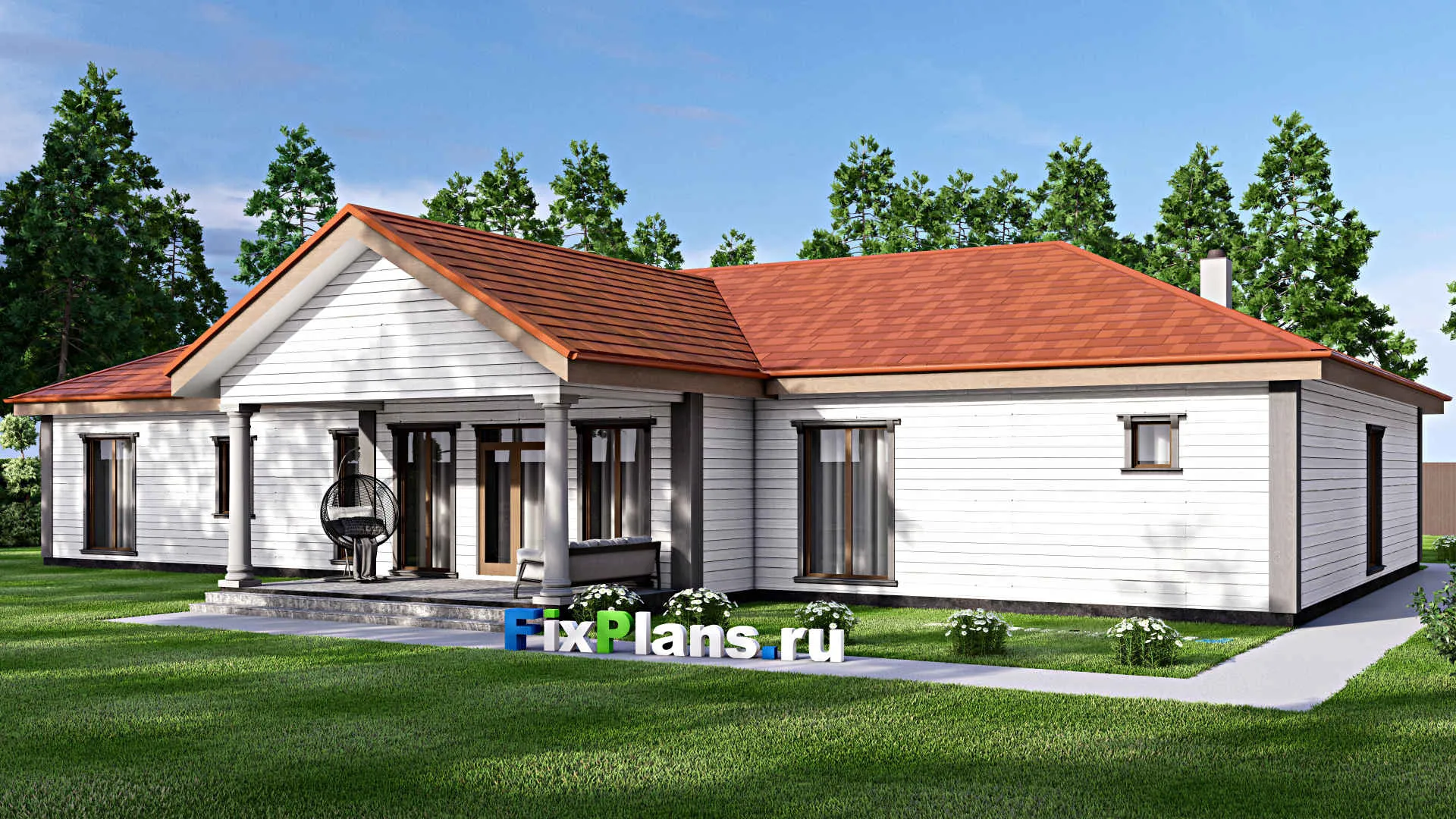 F-16379 - Проект одноэтажного дома 19 на 26, площадью 280 м² с 3 спальнями