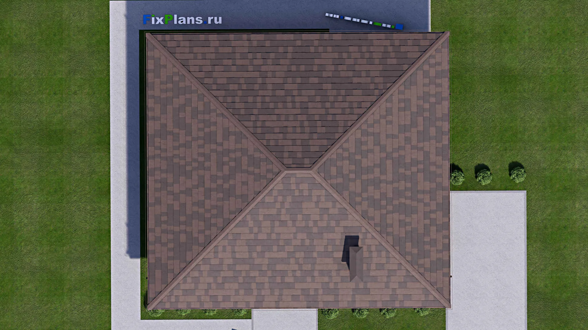 F-13679 - Проект одноэтажного дома 13 на 14, площадью 140 м² с террасой и 3 спальнями