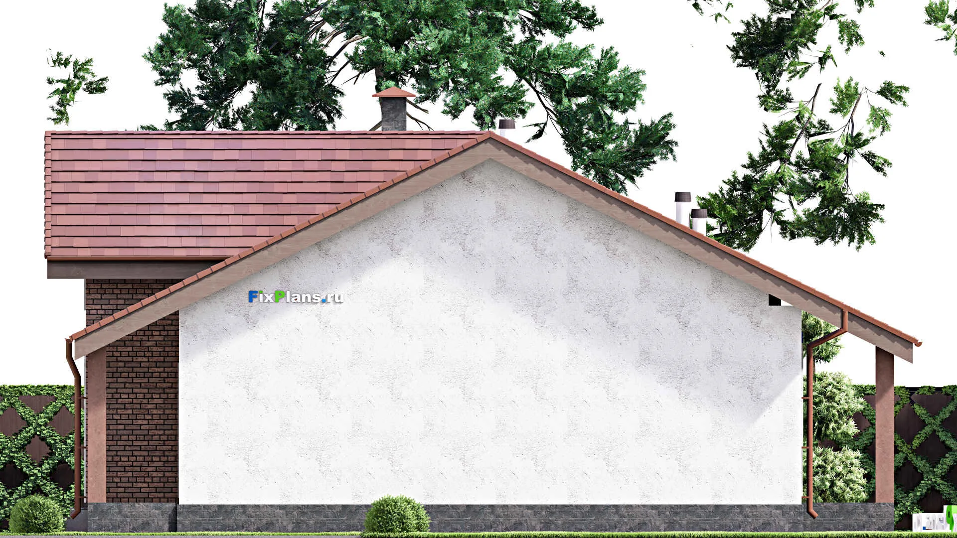 F-13535 - Проект одноэтажного дома 13 на 14, площадью 130 м² с террасой и 3 спальнями