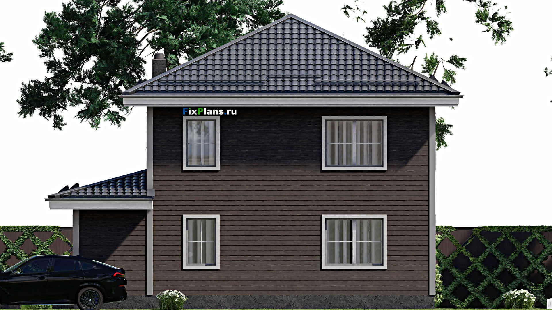 F-3221 - Проект двухэтажного дома 10 на 11, площадью 140 м² с террасой и 3 спальнями