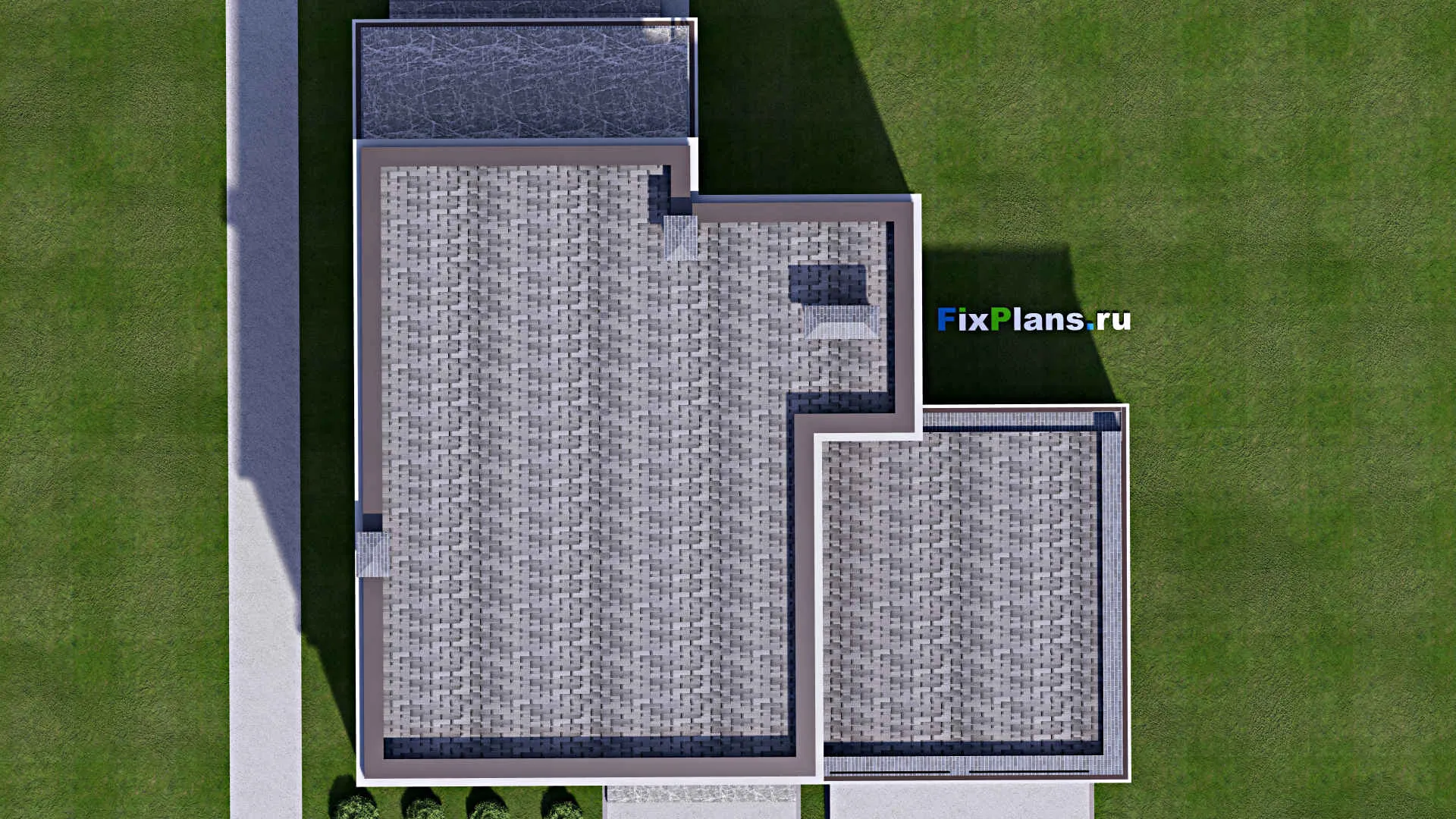 F-13301 - Планы двухэтажного дома 16 на 16, площадью 280 м² с террасой, балконом, гаражом на 2 машины и 4 спальнями