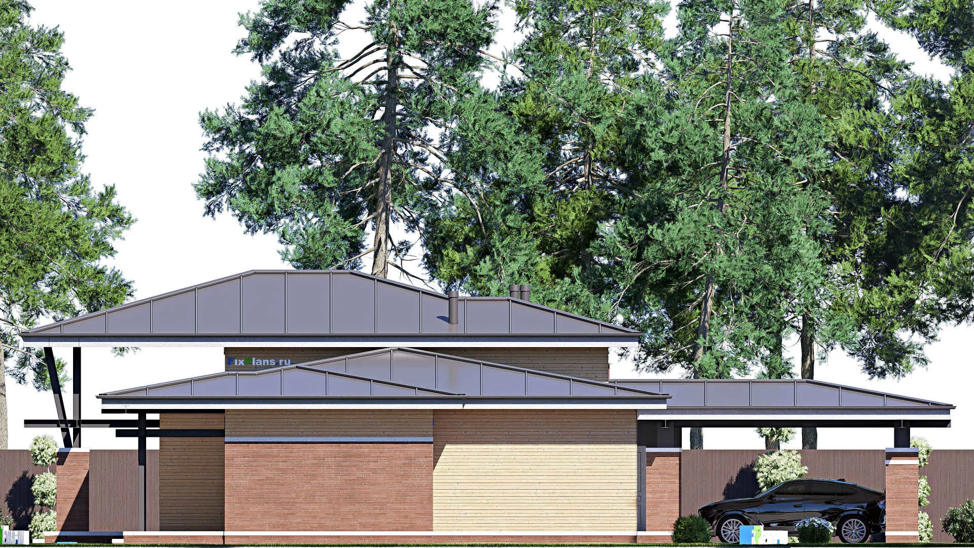 F-18863 - План одноэтажного дома 22 на 23, площадью 270 м² с террасой и 3 спальнями