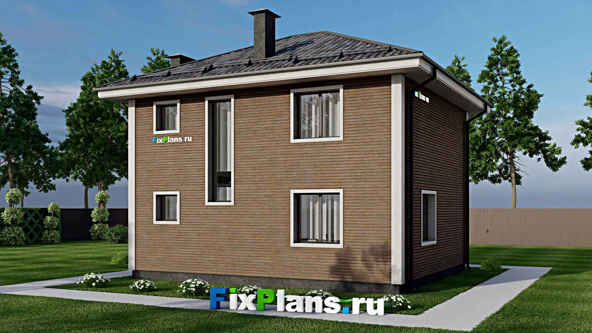 F-11492 - Проект двухэтажного дома 10 на 10, площадью 110 м² с баней и 4 спальнями