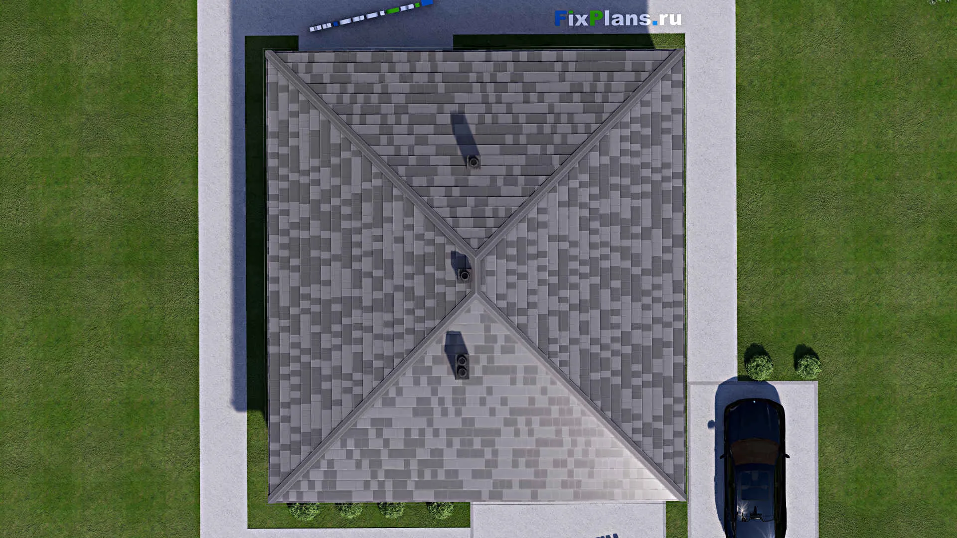 F-14498 - Проект одноэтажного дома 12 на 14, площадью 130 м² с террасой и 3 спальнями