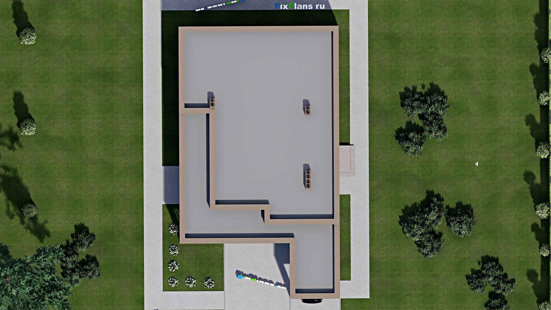 F-2663 - План одноэтажного дома 13 на 16, площадью 210 м² с террасой и 3 спальнями