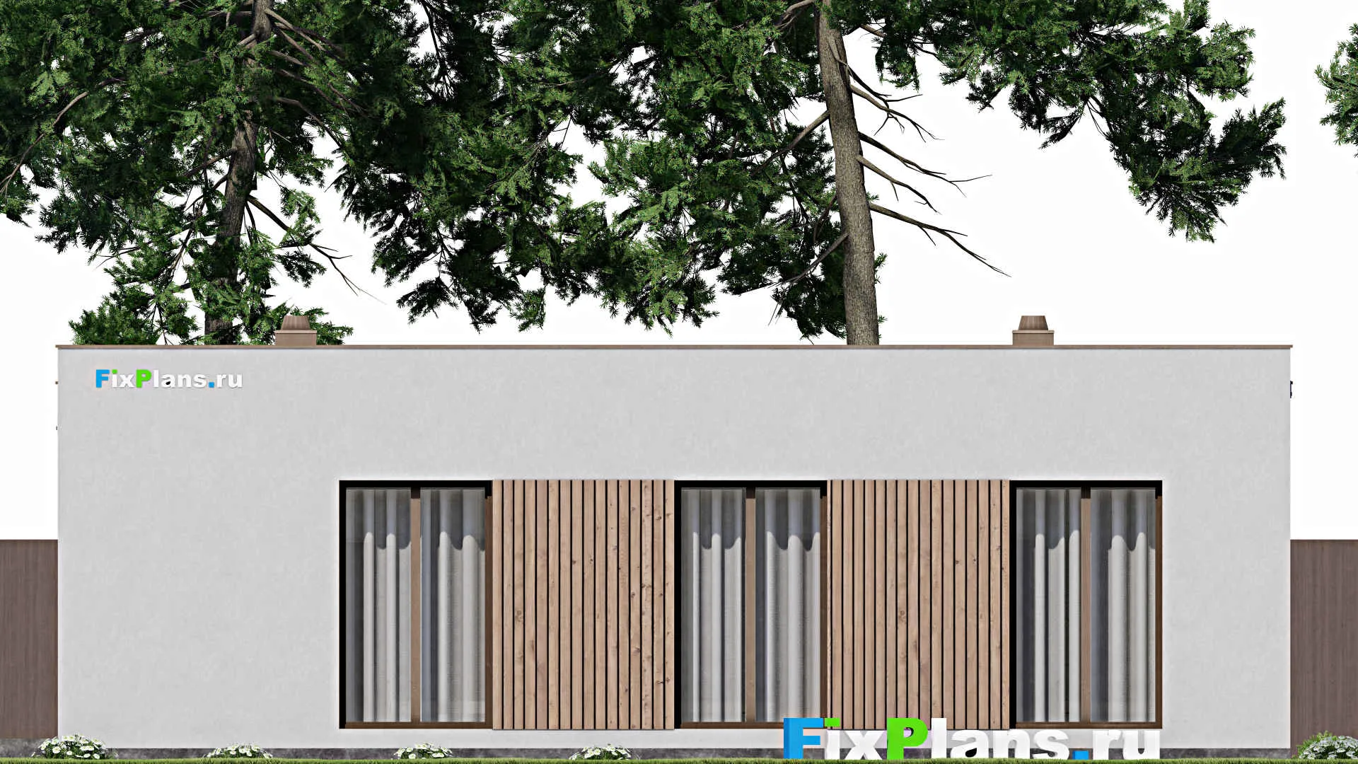 F-2663 - План одноэтажного дома 13 на 16, площадью 210 м² с террасой и 3 спальнями