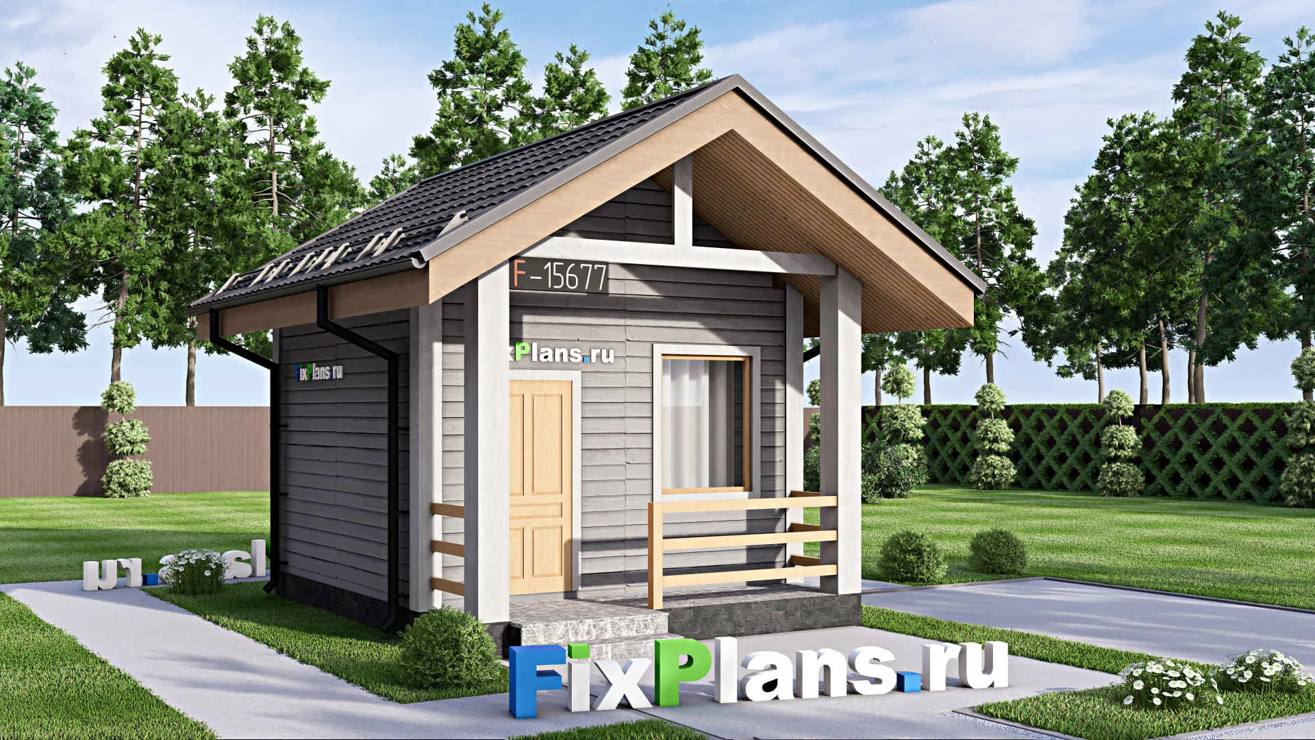 F-15677 - Проект бани 5 на 6, площадью 20 м² 