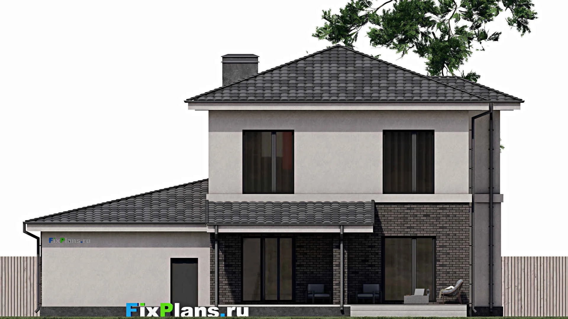 F-0584 - Планы двухэтажного дома 13 на 17, площадью 230 м² с террасой и 5 спальнями