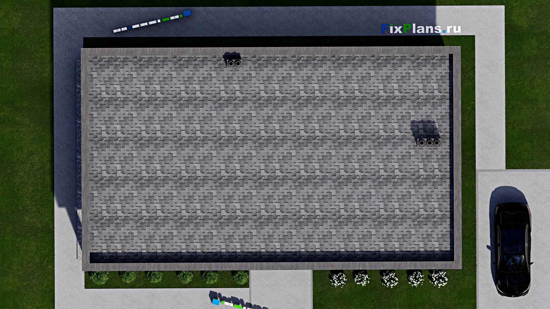 F-2915 - План одноэтажного дома 11 на 16, площадью 160 м² с террасой и 3 спальнями