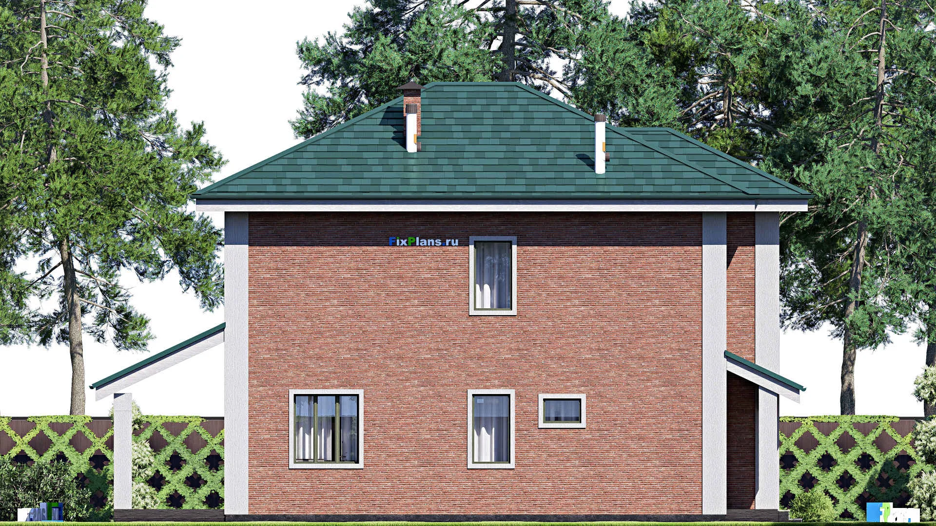 F-19007 - План одноэтажного дома 10 на 15, площадью 160 м² с террасой и 3 спальнями