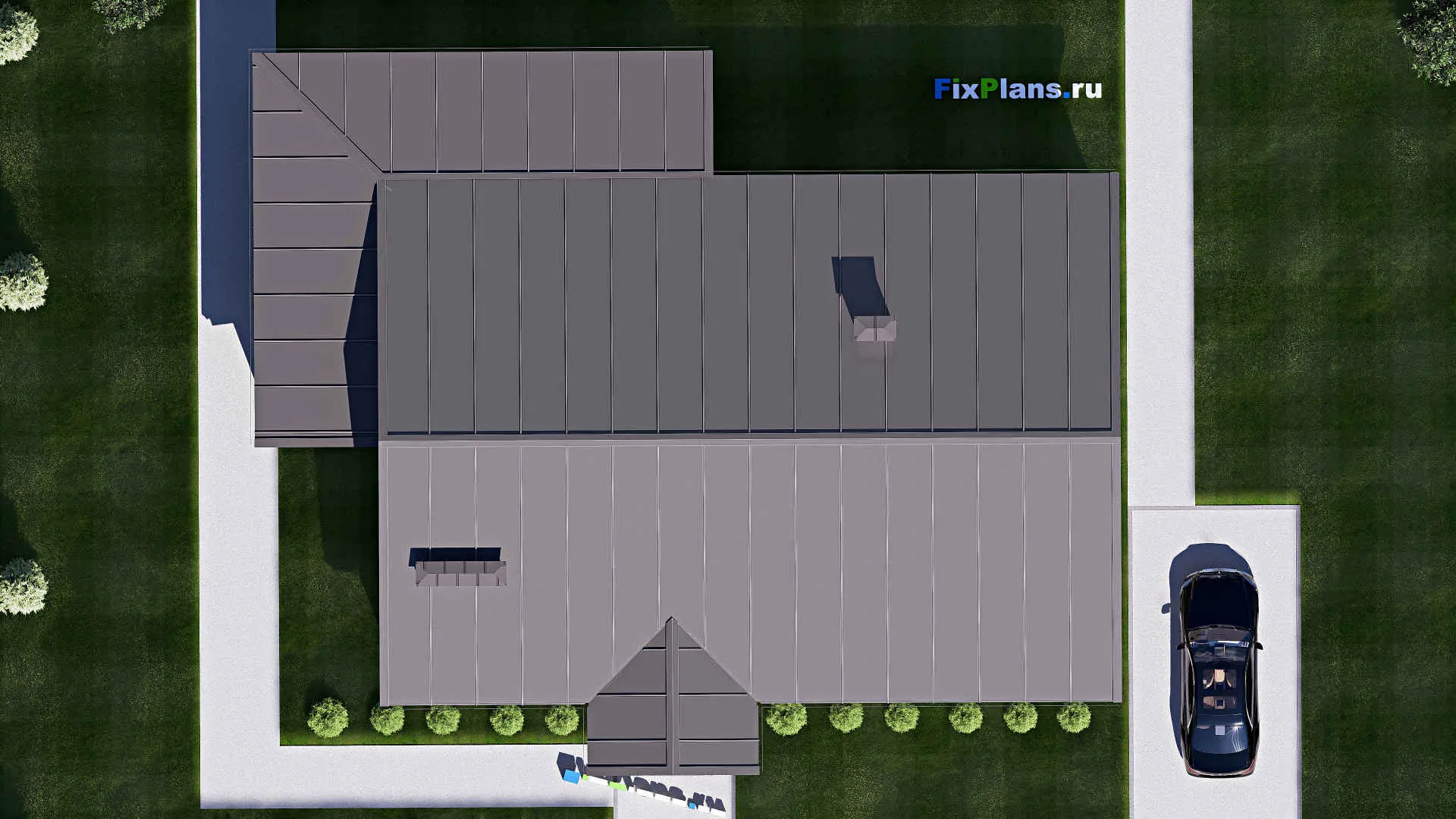 F-18161 - План одноэтажного дома 17 на 20, площадью 220 м² с террасой и 3 спальнями