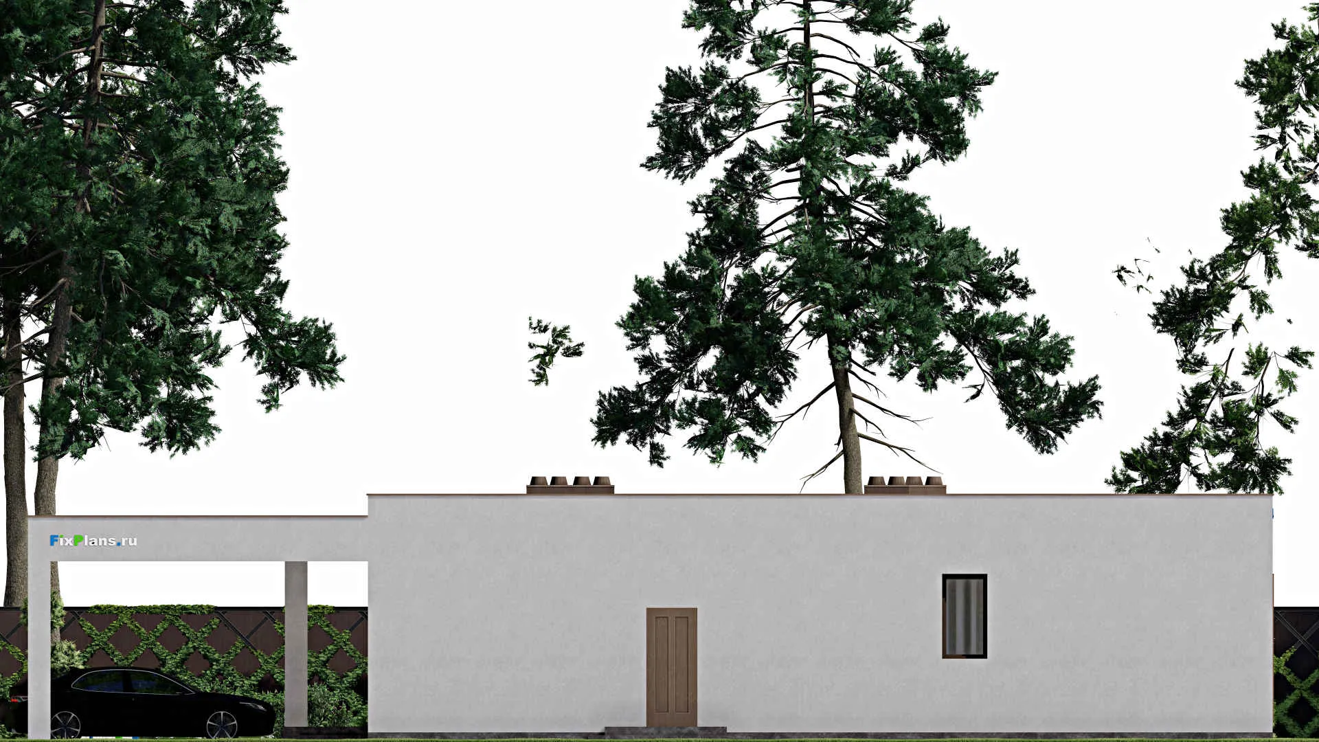 F-2663 - План одноэтажного дома 13 на 16, площадью 210 м² с террасой и 3 спальнями