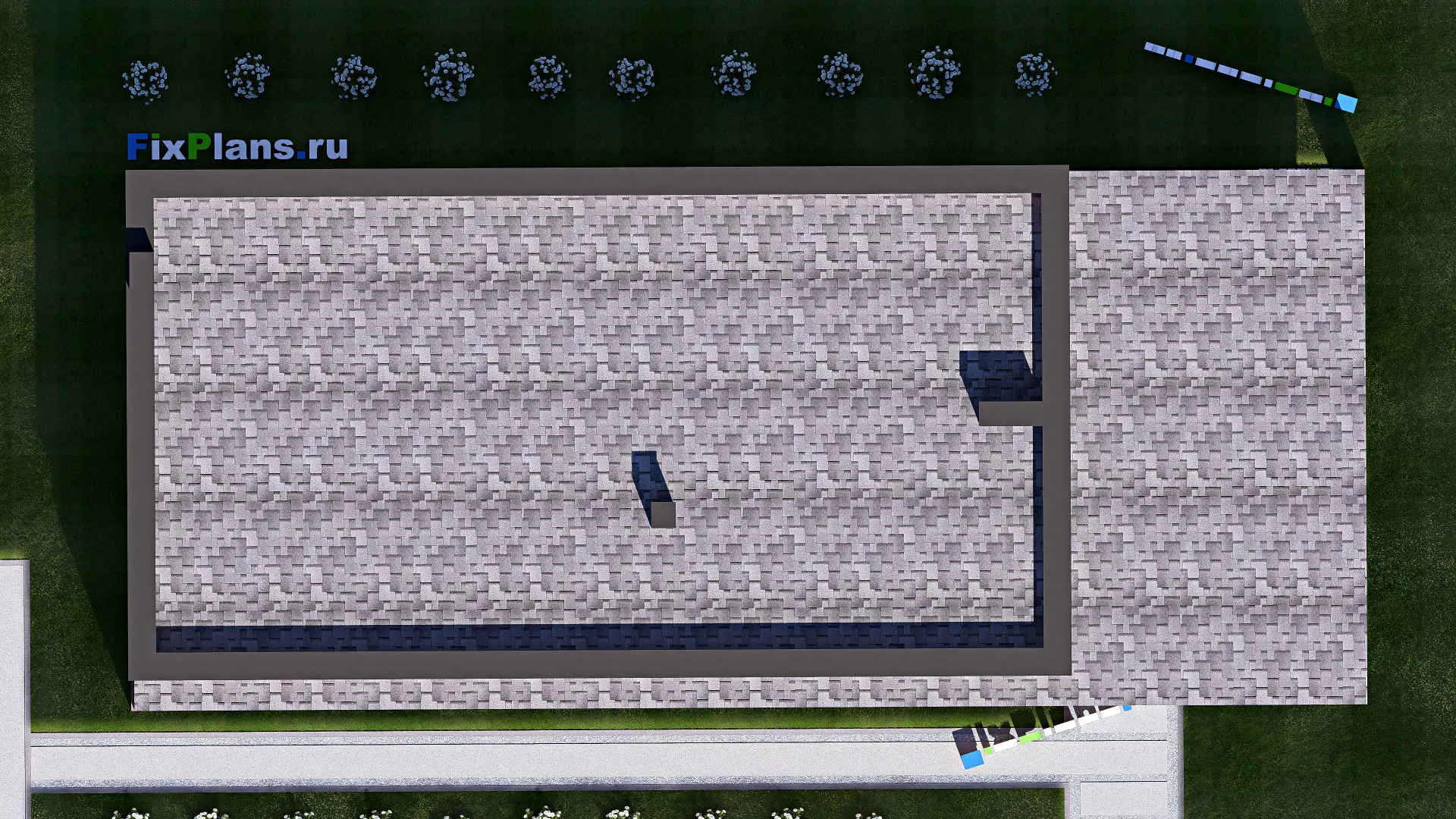 F-19304 - Проект одноэтажного дома 10 на 23, площадью 150 м² с 1 спальнями