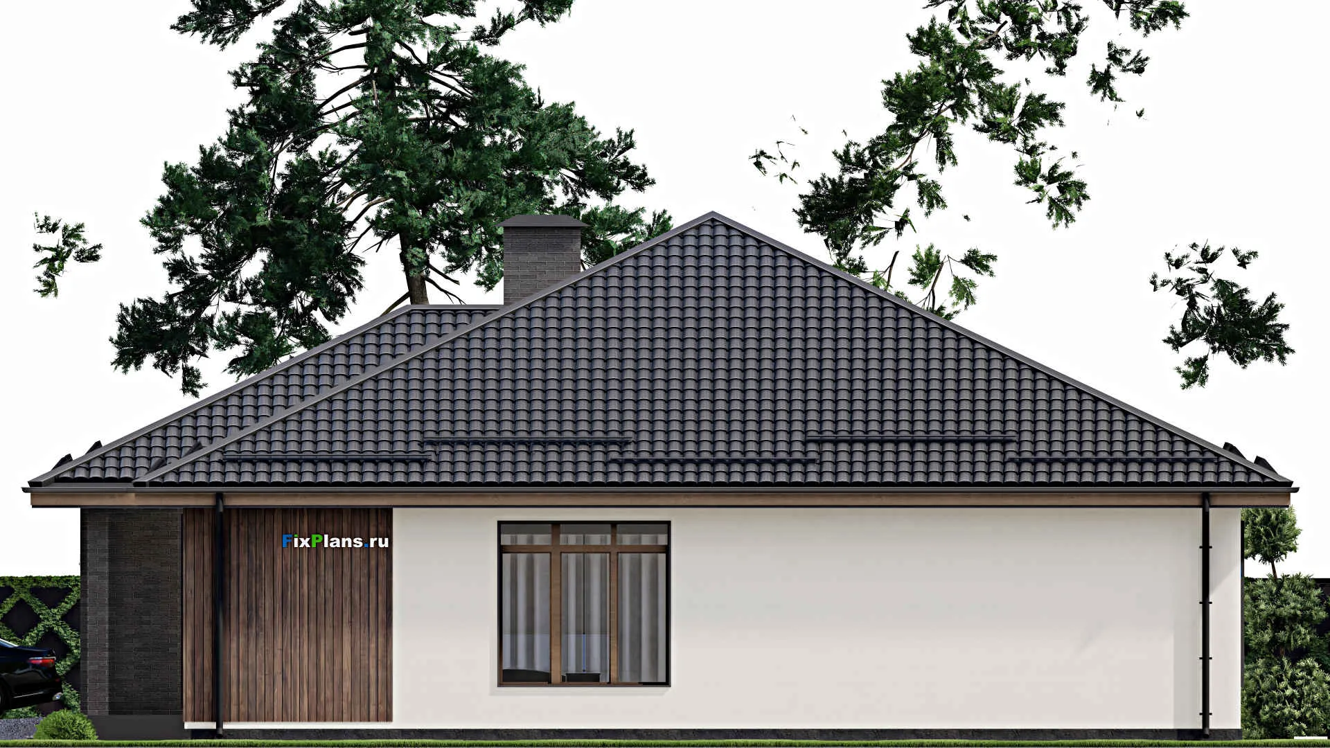 F-4499 - План одноэтажного дома 17 на 25, площадью 330 м² с гаражом на 2 машины и 3 спальнями