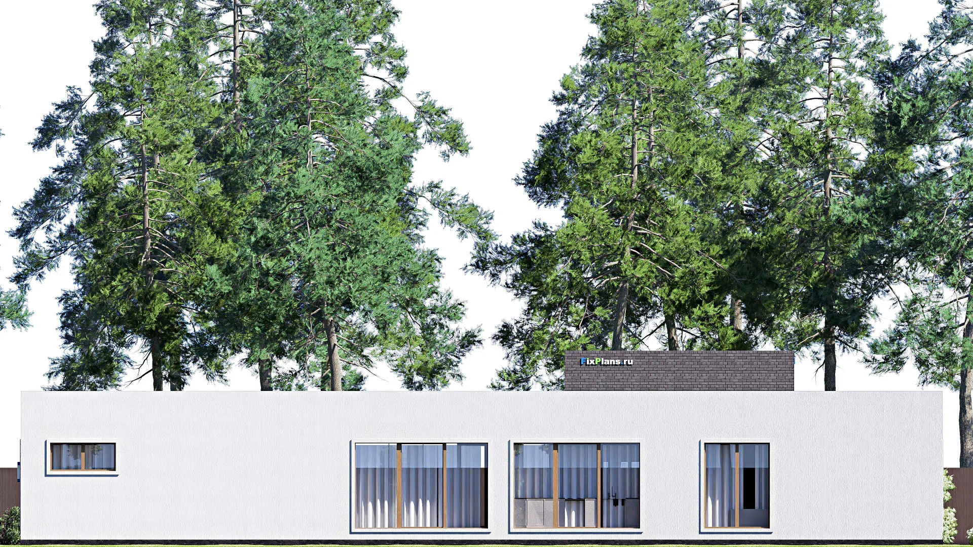 F-18908 - План одноэтажного дома 28 на 28, площадью 310 м² с террасой, баней, гаражом на 2 машины и 3 спальнями