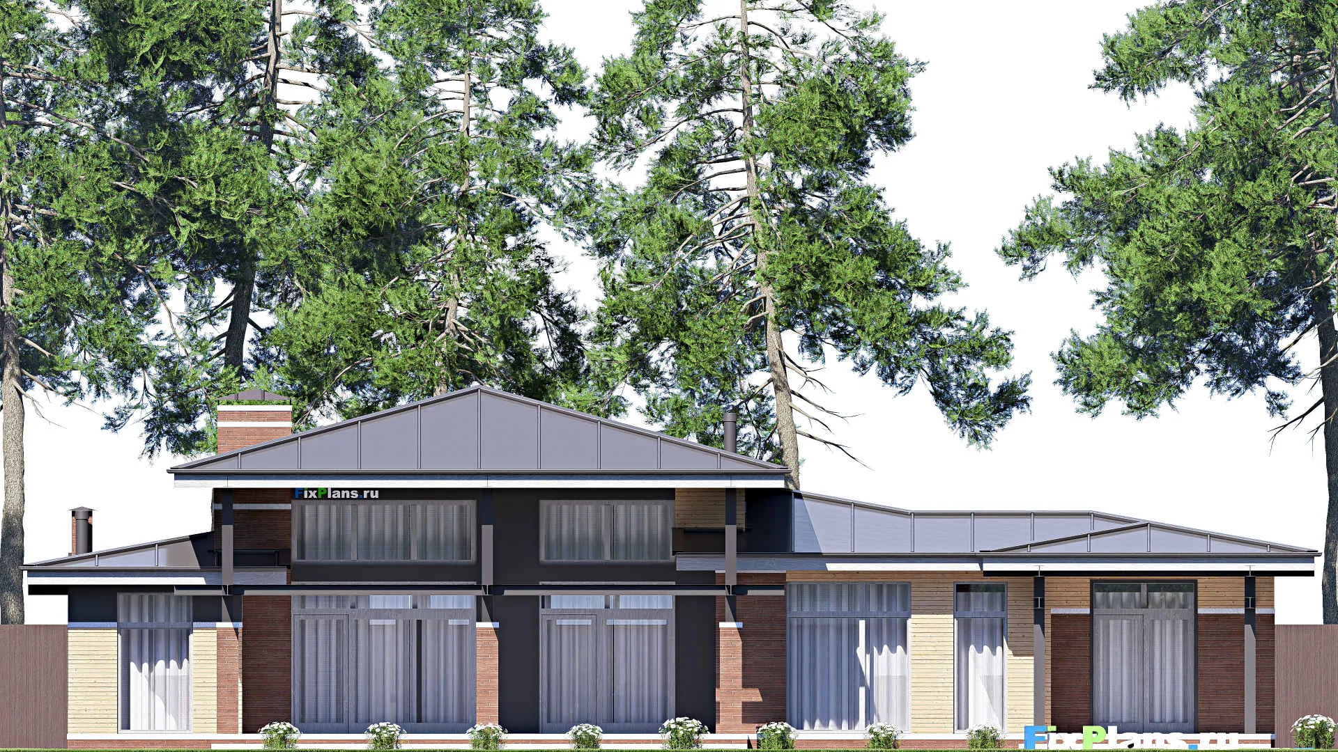 F-18863 - План одноэтажного дома 22 на 23, площадью 270 м² с террасой и 3 спальнями