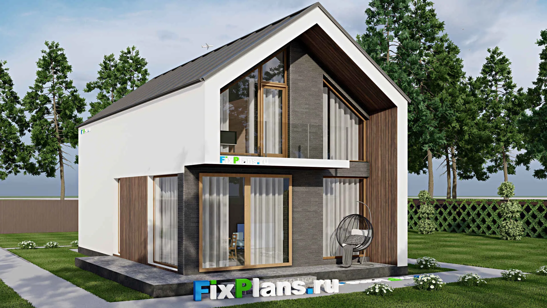 F-8873 - Планы дома с мансардой 10 на 14, площадью 180 м² с террасой, балконом и 3 спальнями