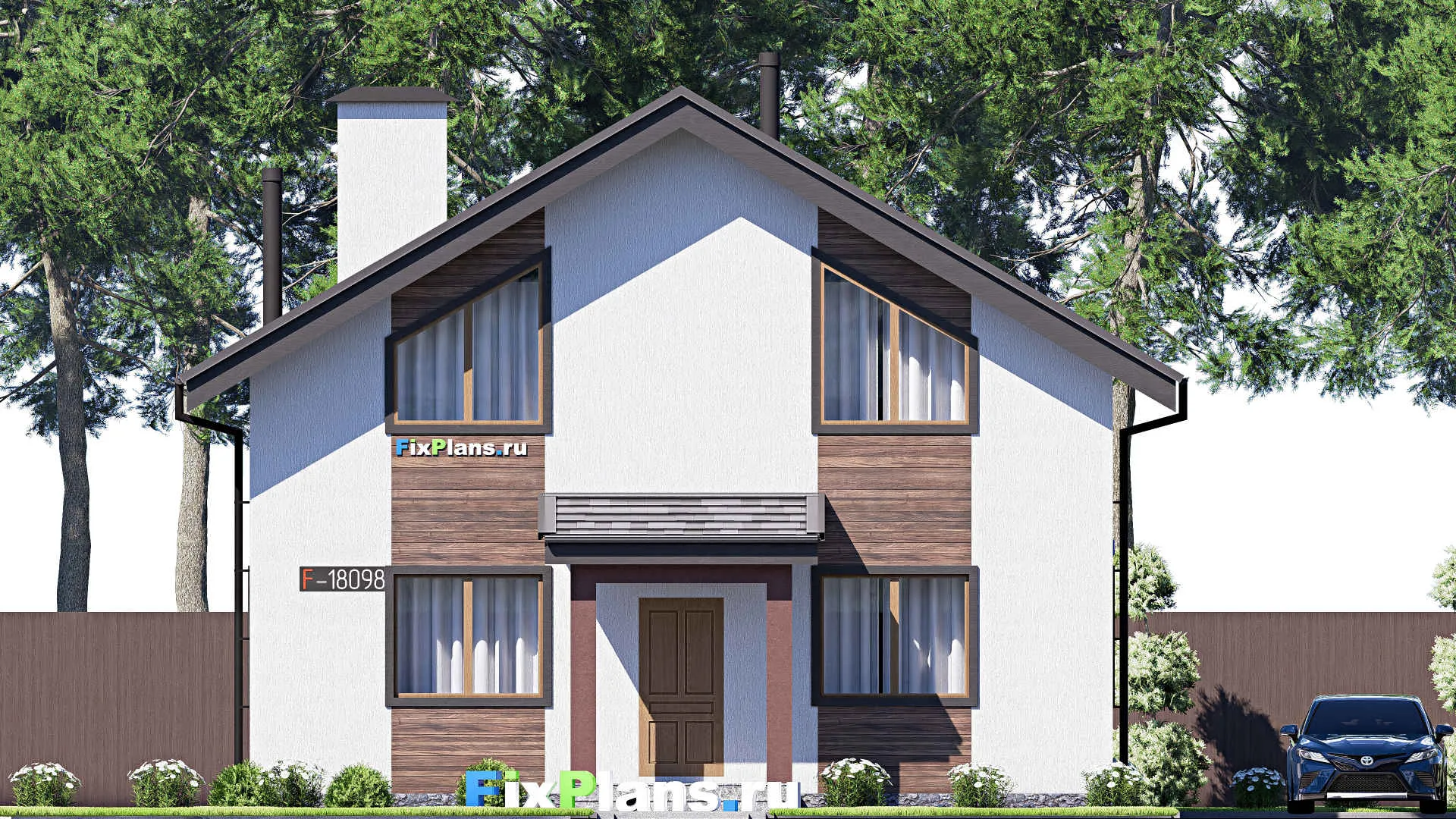 F-18098 - Планы дома с мансардой 11 на 11, площадью 140 м² с 4 спальнями