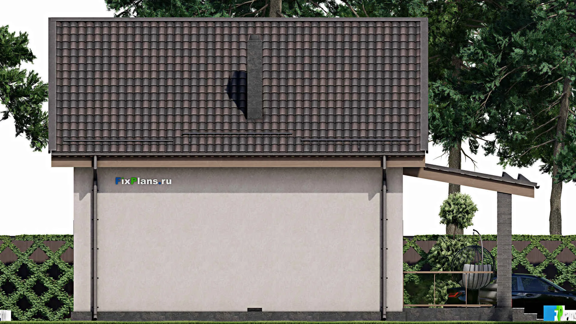 F-5273 - Проект дома с мансардой 9 на 12, площадью 140 м² с террасой, балконом и 3 спальнями