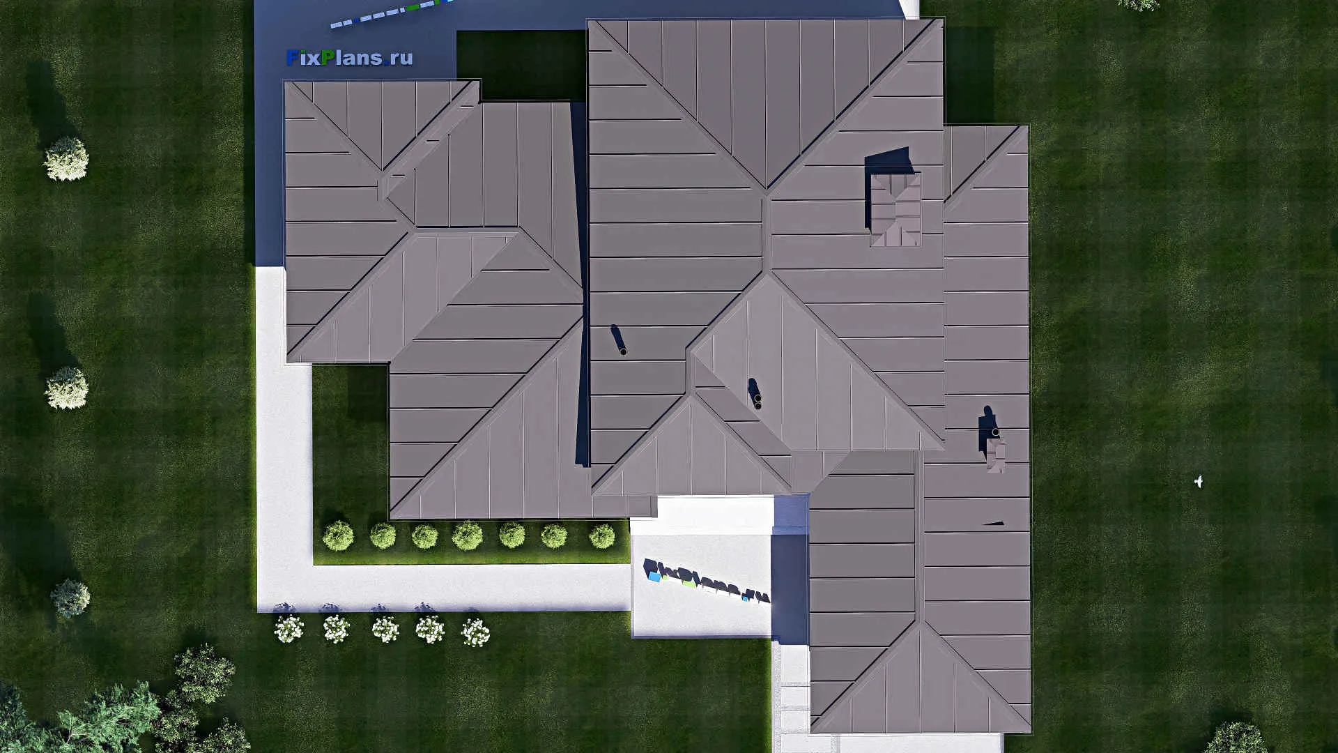 F-18863 - План одноэтажного дома 22 на 23, площадью 270 м² с террасой и 3 спальнями