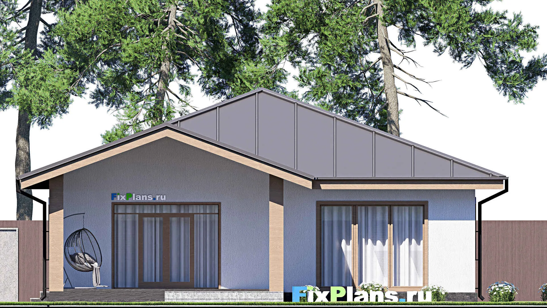 F-18359 - План одноэтажного дома 13 на 19, площадью 180 м² с террасой и 3 спальнями