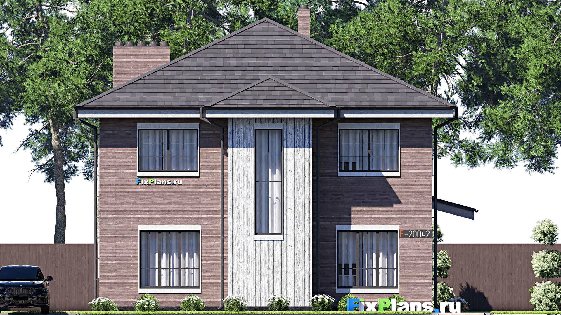 F-20042 - Проект двухэтажного дома 12 на 14, площадью 220 м² с 5 спальнями